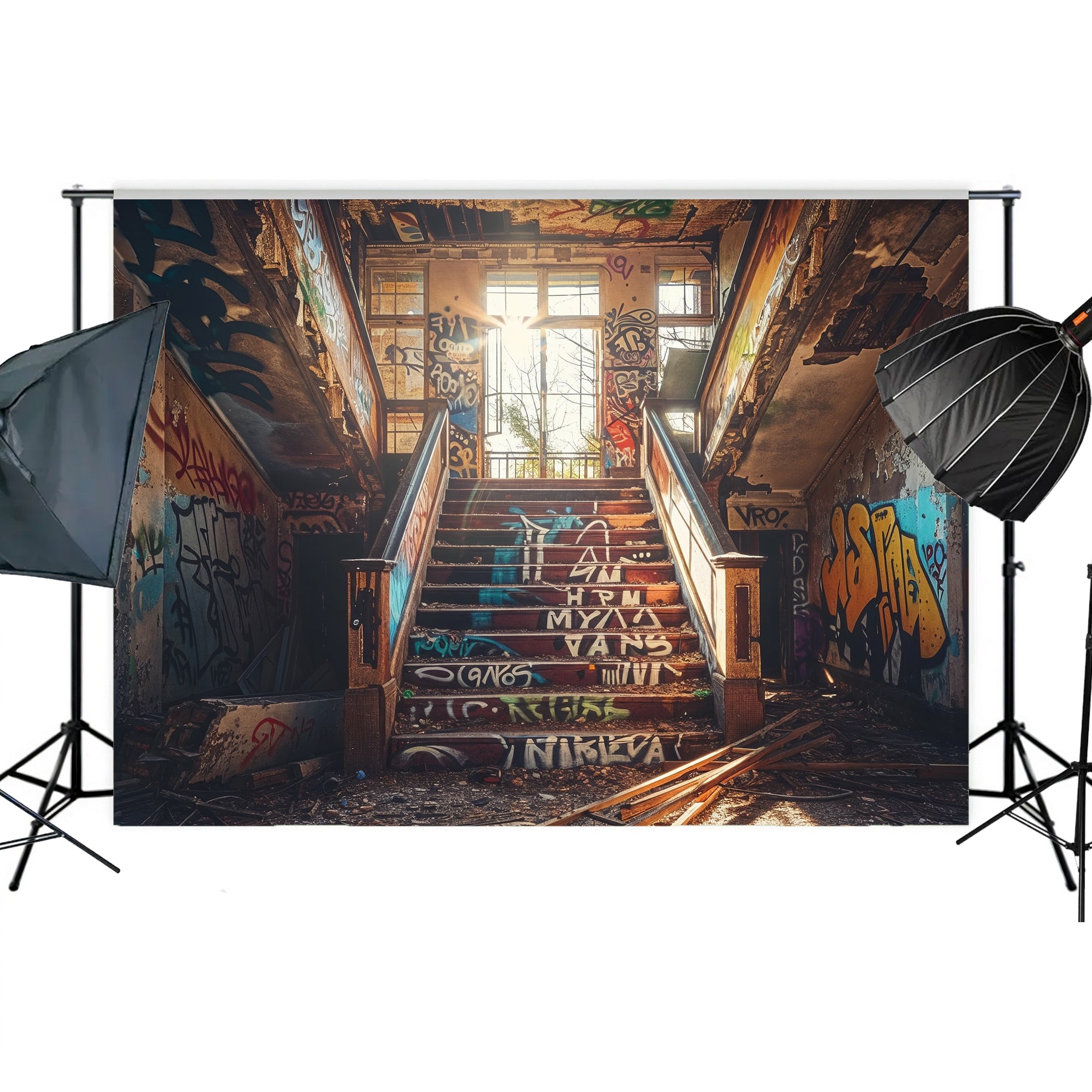 Urban Decay Graffiti Staircase Backdrop