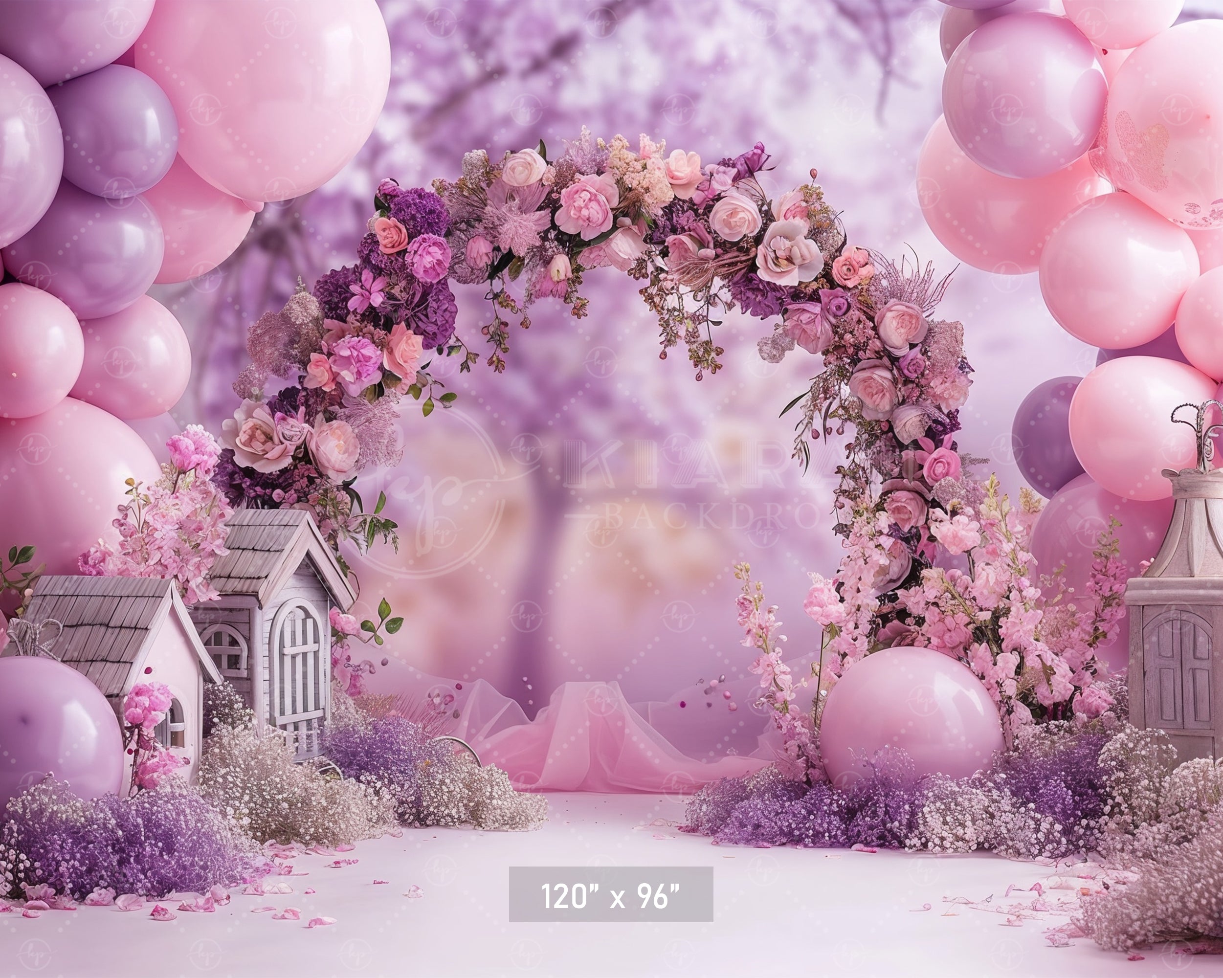 Lavender Garden Floral Arch Backdrop