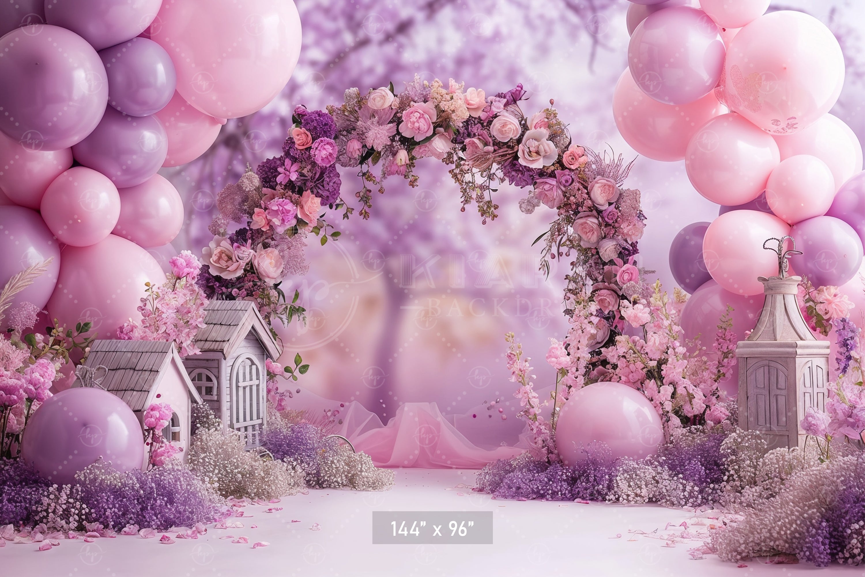 Lavender Garden Floral Arch Backdrop