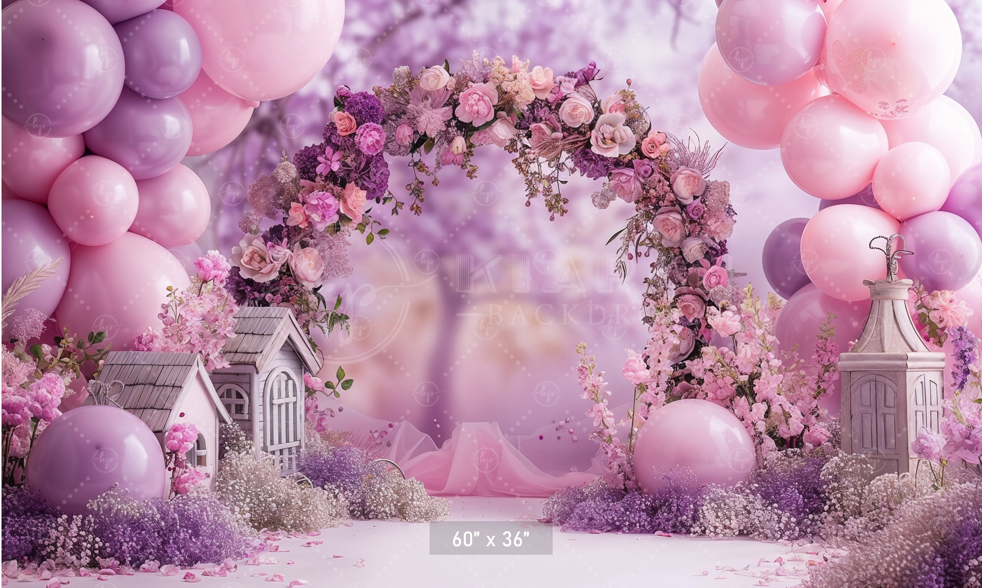 Lavender Garden Floral Arch Backdrop