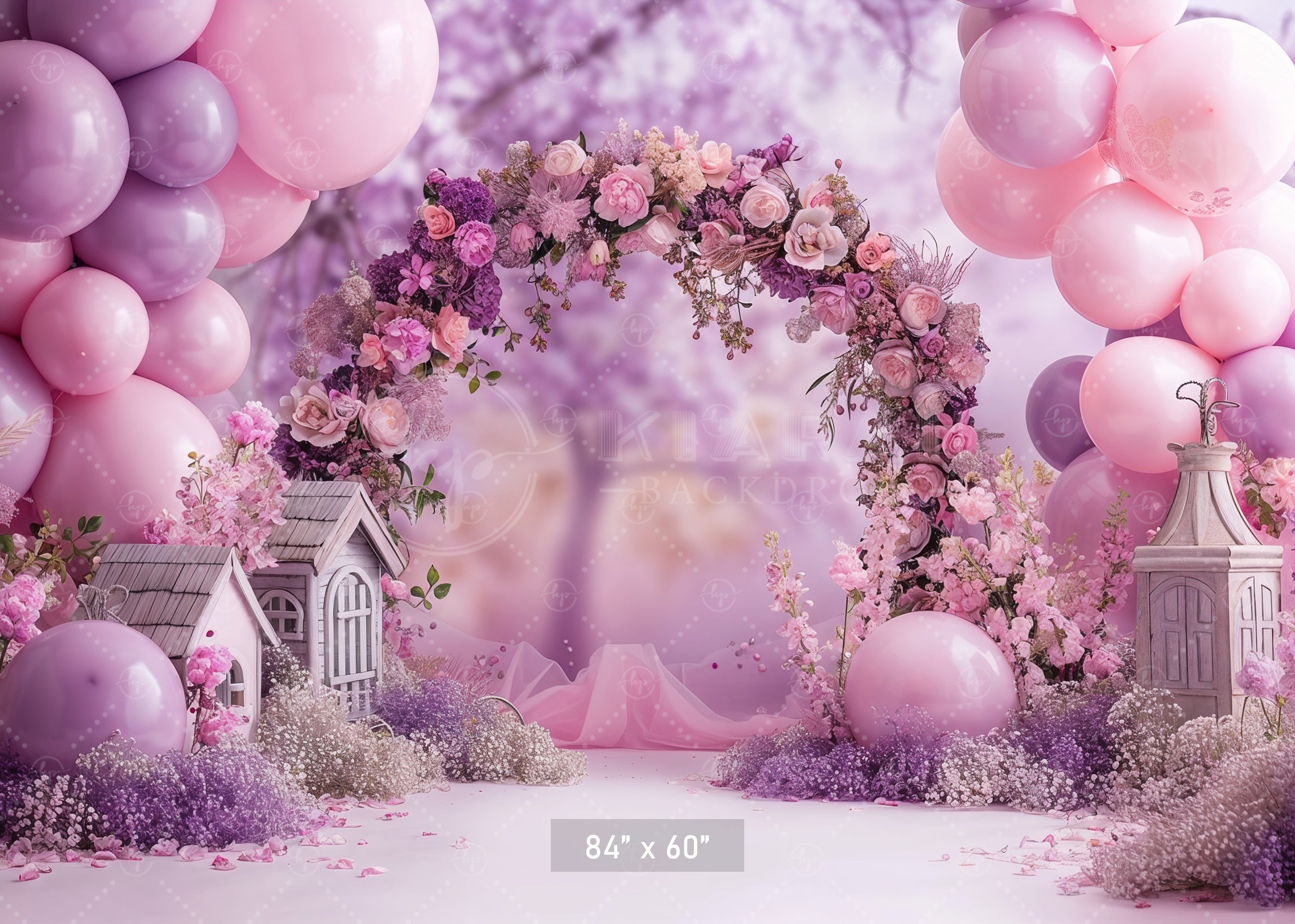 Lavender Garden Floral Arch Backdrop