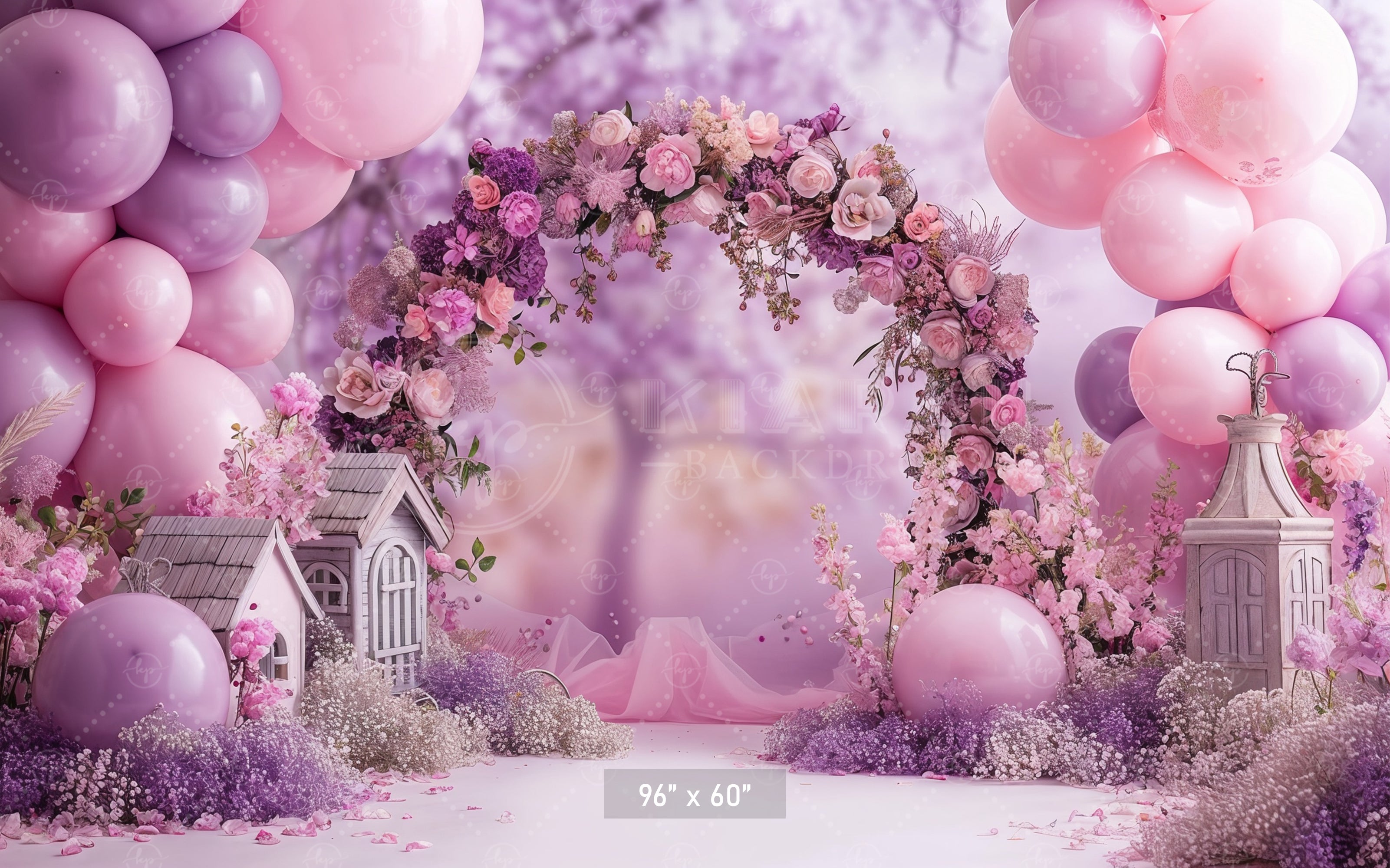 Lavender Garden Floral Arch Backdrop