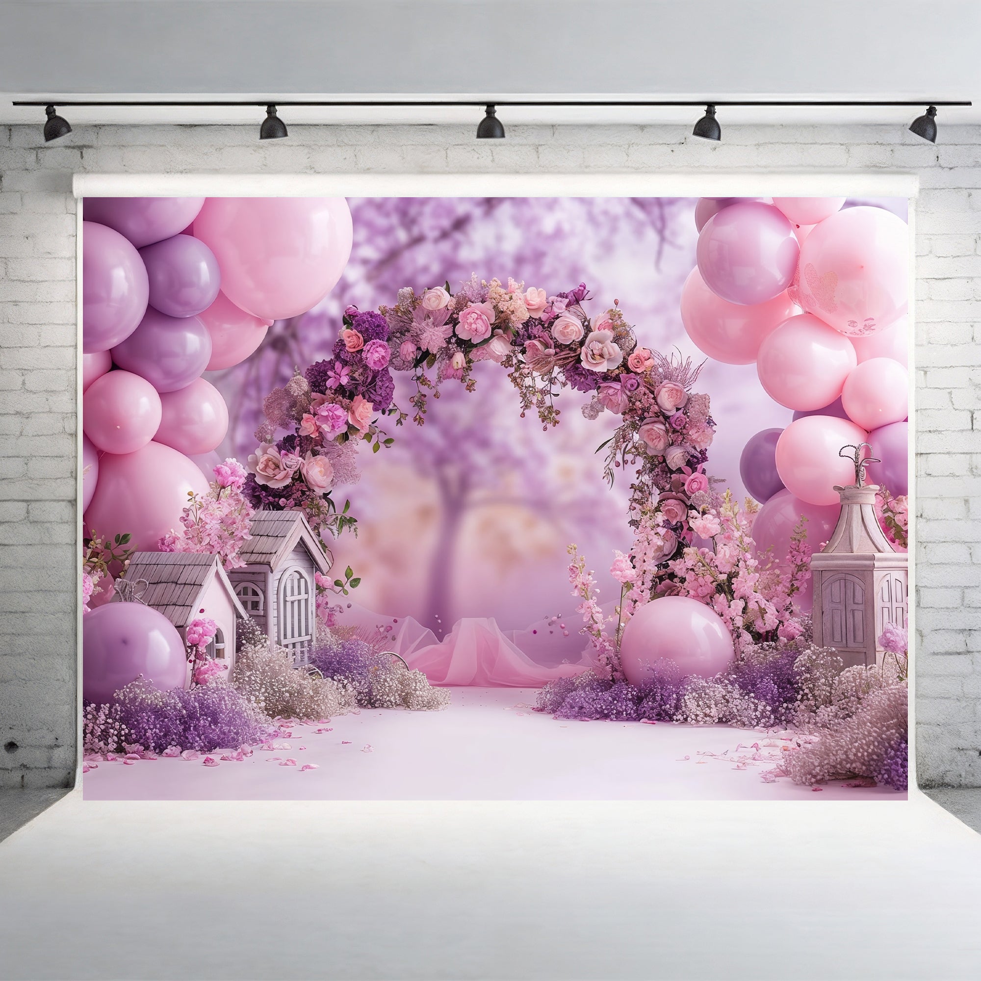 Lavender Garden Floral Arch Backdrop