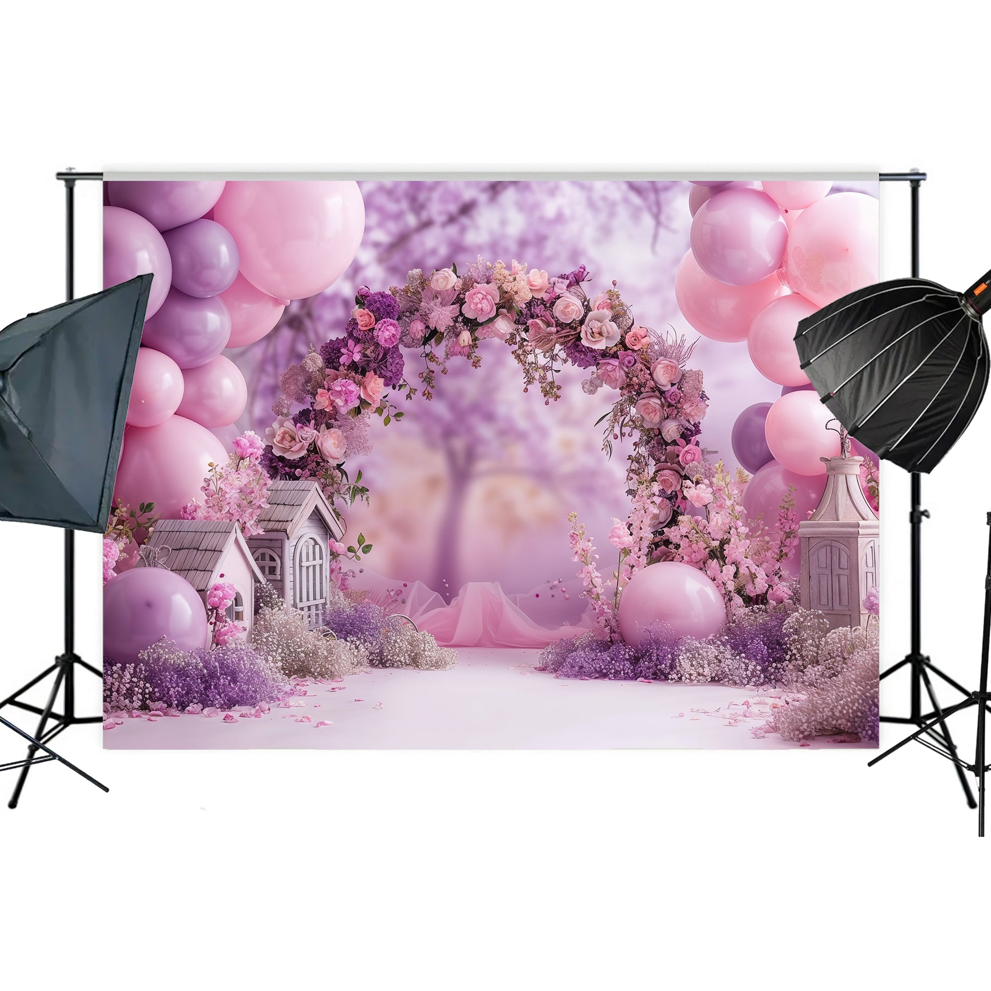 Lavender Garden Floral Arch Backdrop