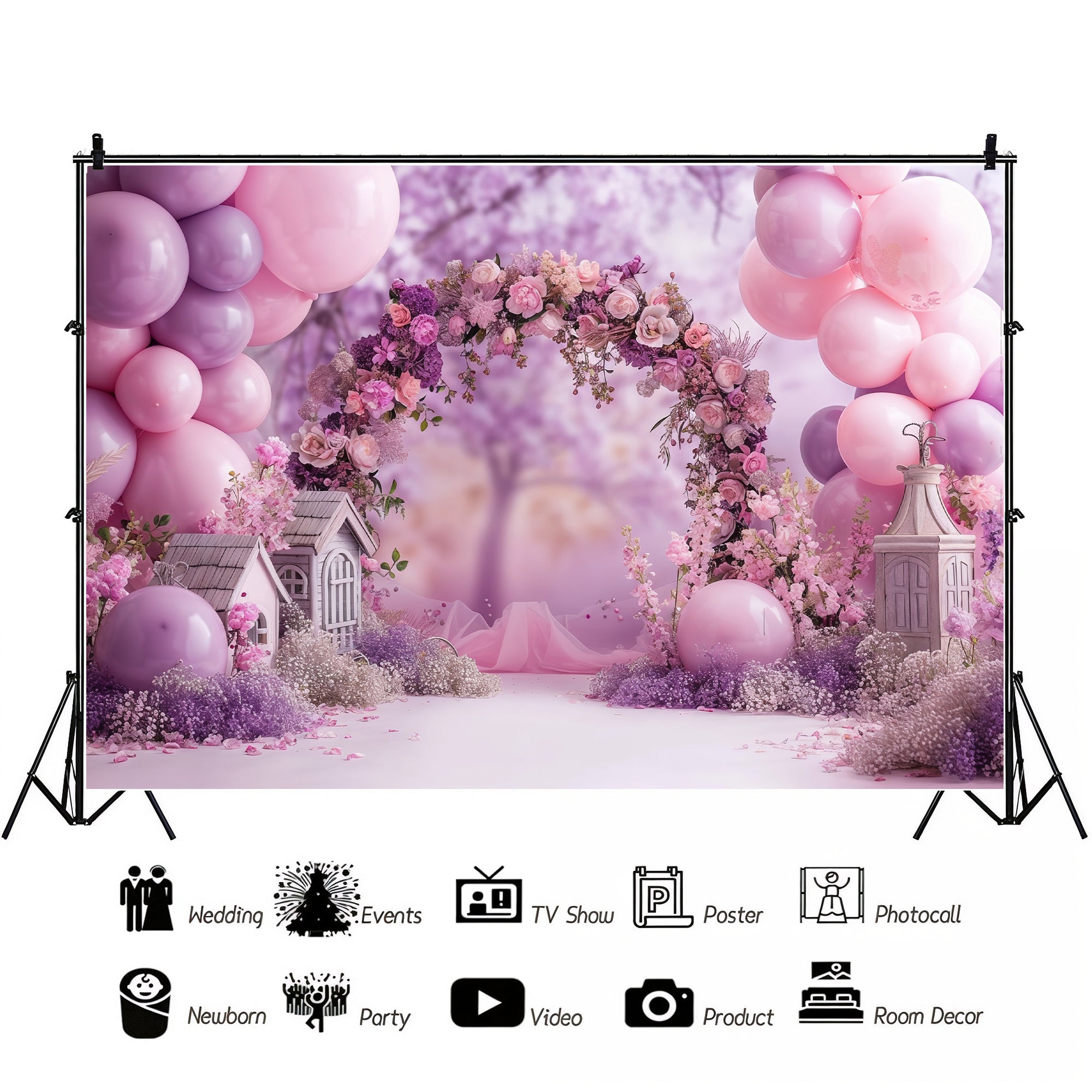 Lavender Garden Floral Arch Backdrop