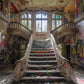Abandoned Graffiti Mansion Staircase Backdrop