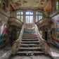 Abandoned Graffiti Mansion Staircase Backdrop