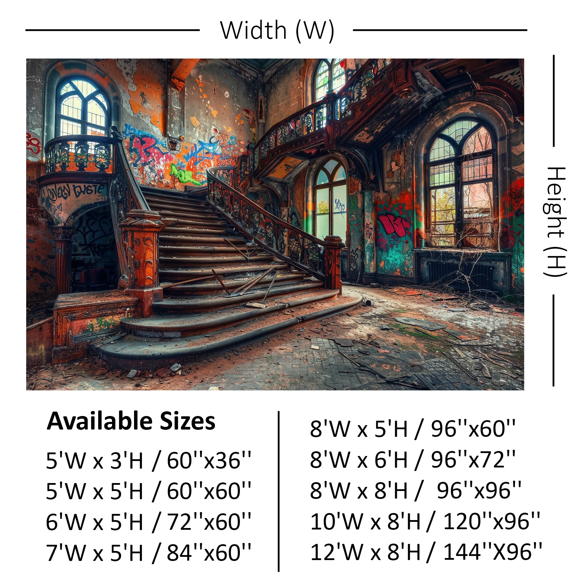 Rustic Graffiti Staircase Hall Backdrop