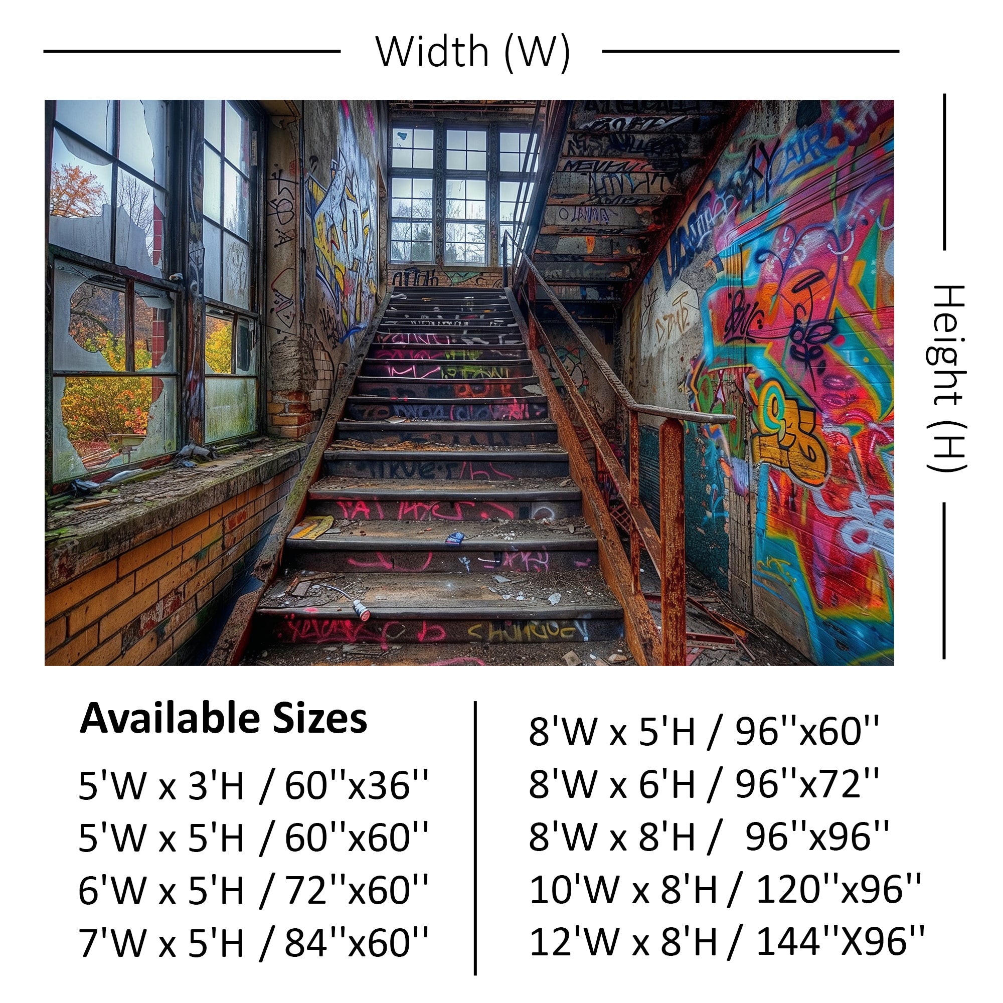 Gritty Urban Graffiti Stairwell Backdrop