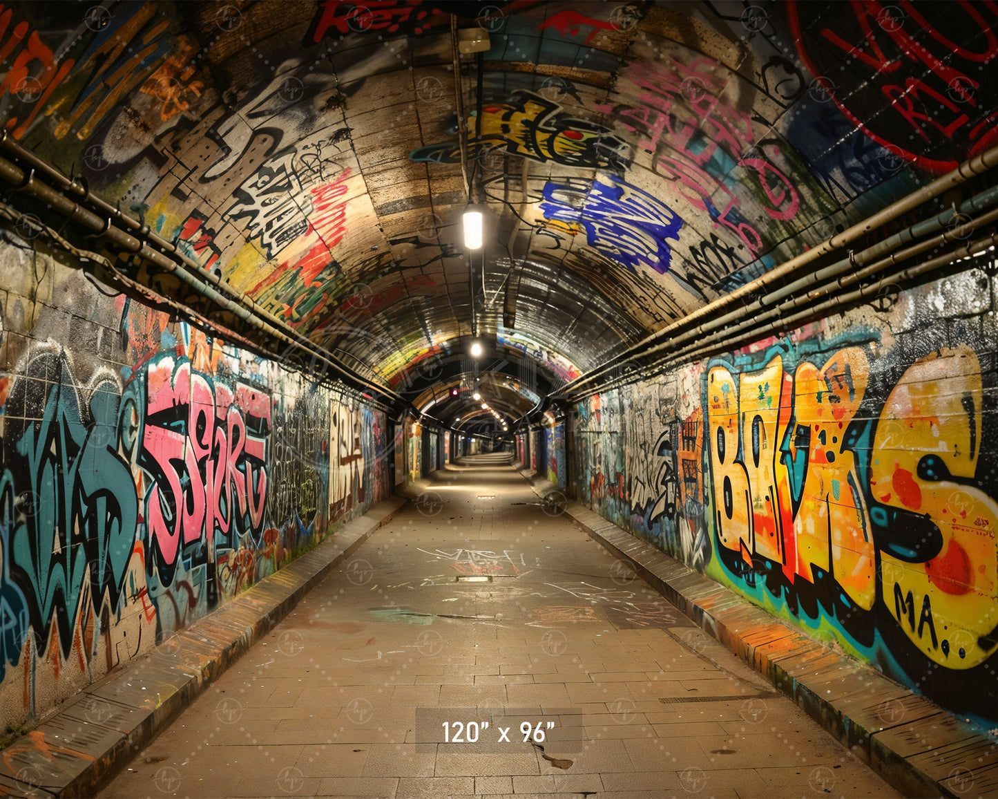 Urban Graffiti Tunnel Backdrop