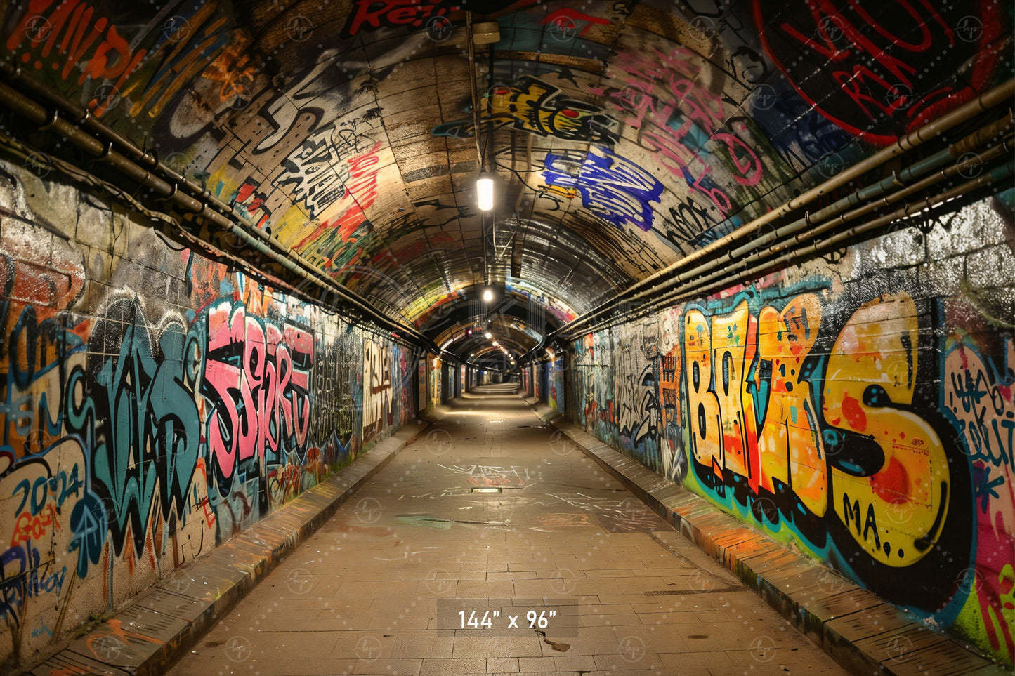 Urban Graffiti Tunnel Backdrop