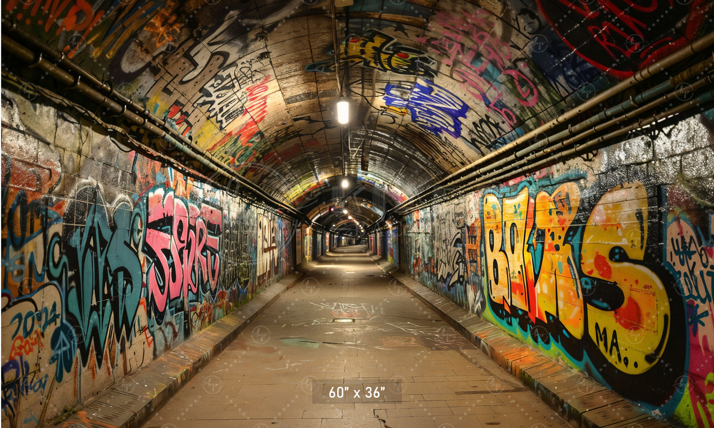 Urban Graffiti Tunnel Backdrop