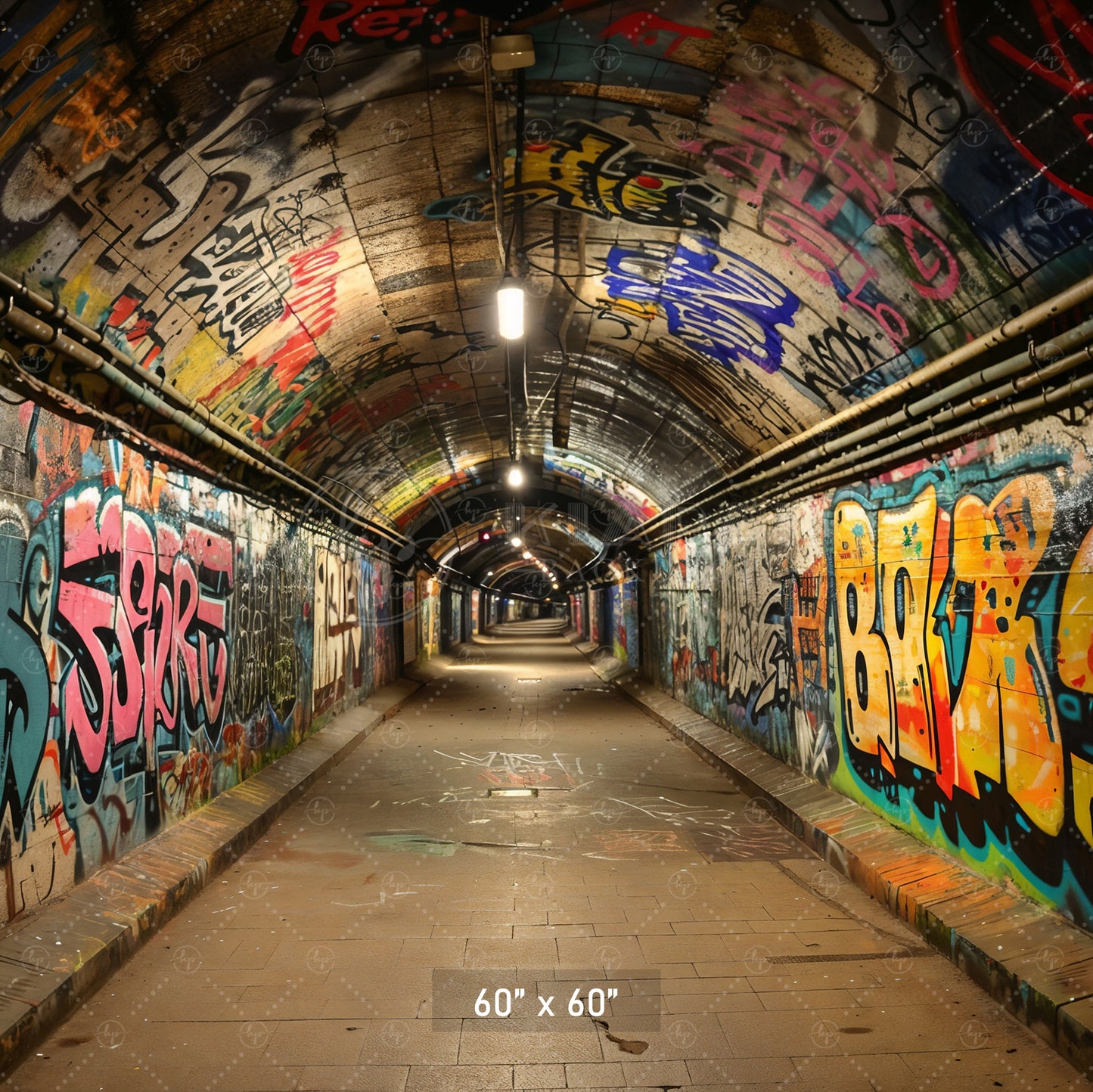 Urban Graffiti Tunnel Backdrop