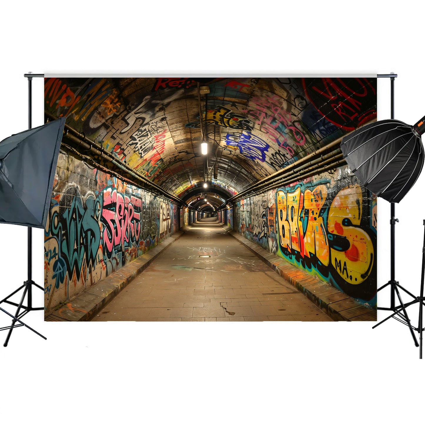 Urban Graffiti Tunnel Backdrop