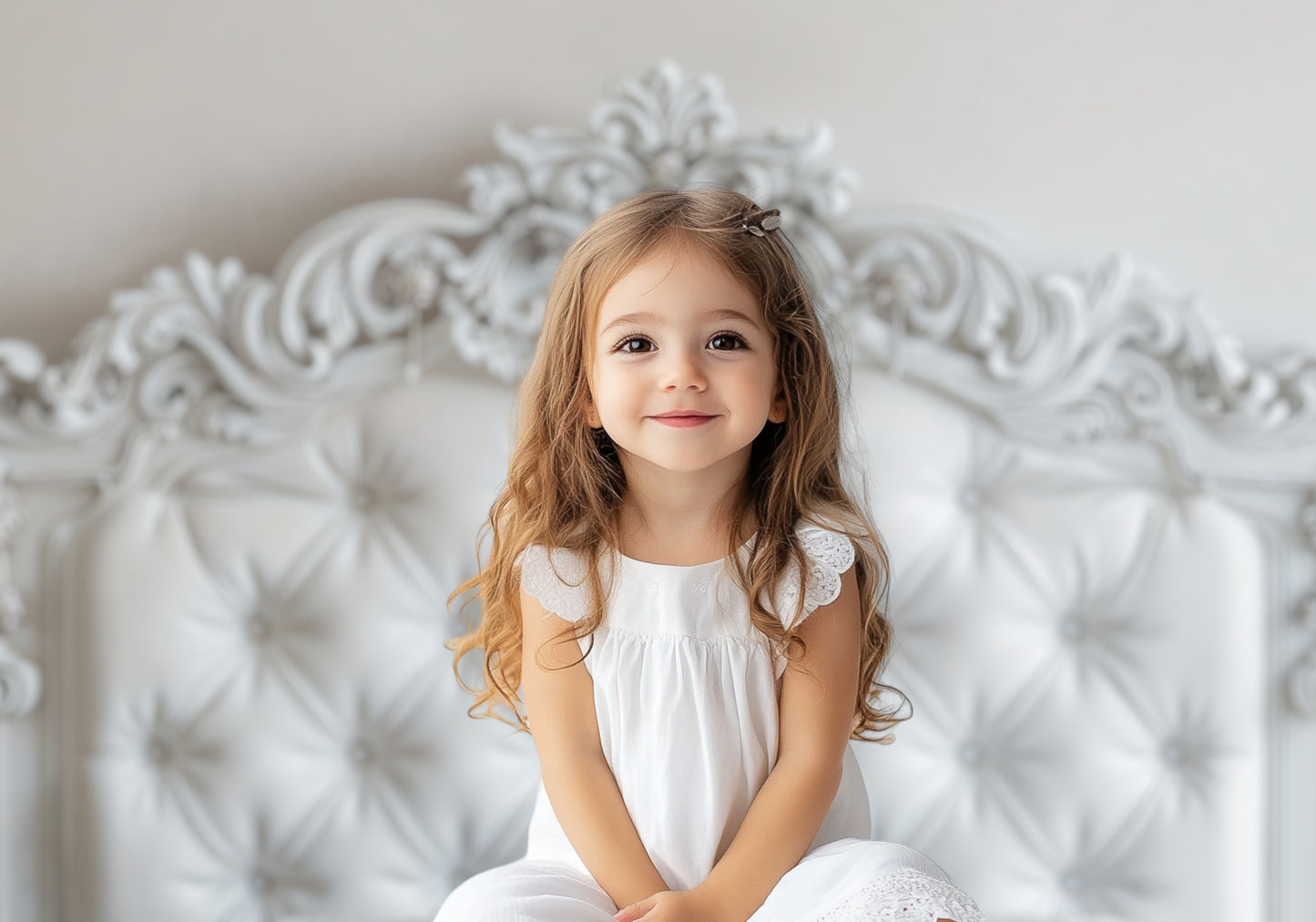 Regal White Tufted Headboard Backdrop