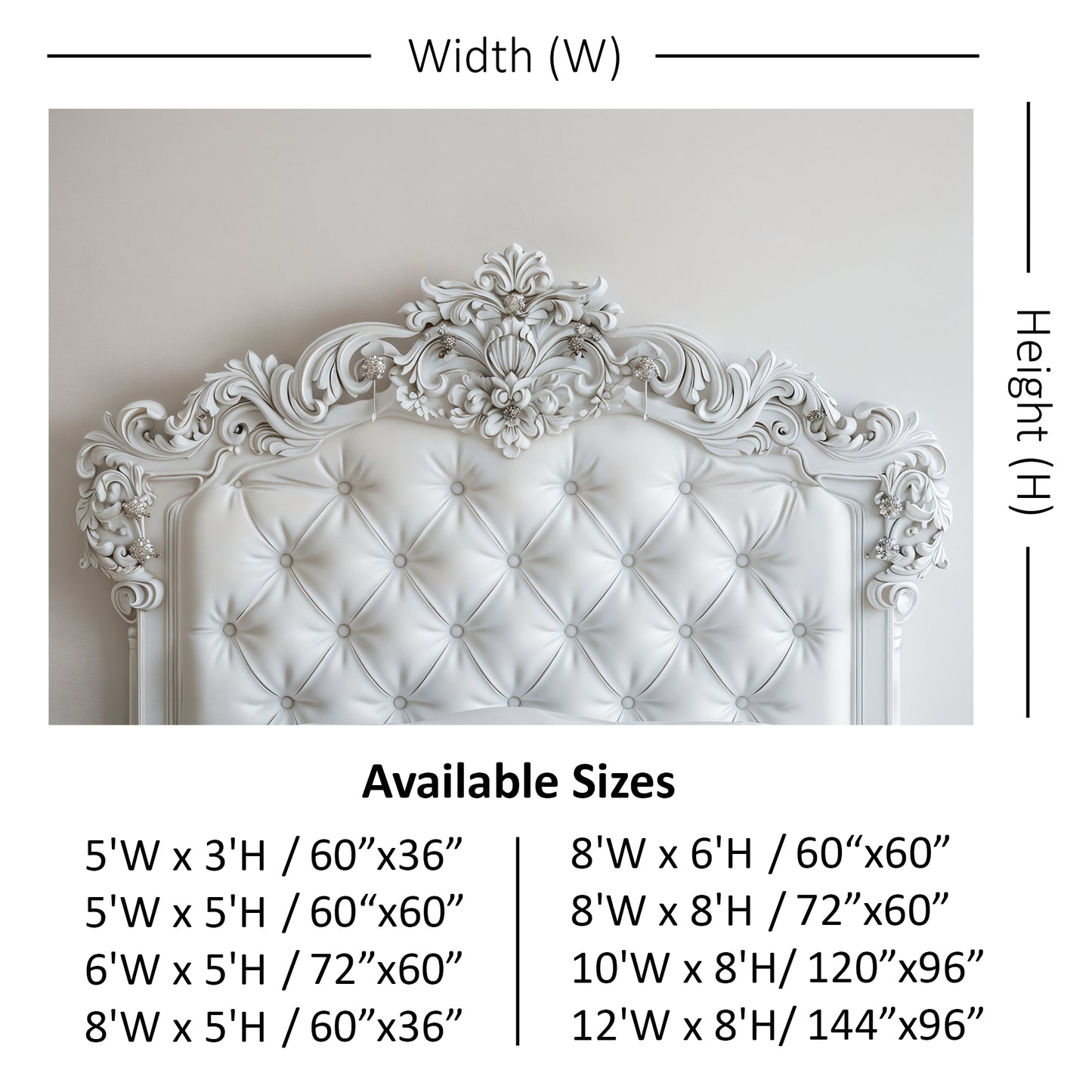 Regal White Tufted Headboard Backdrop