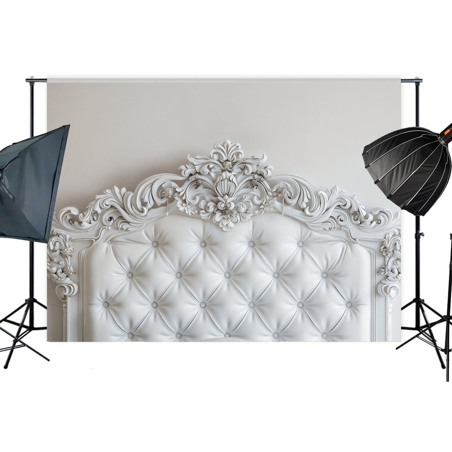 Regal White Tufted Headboard Backdrop