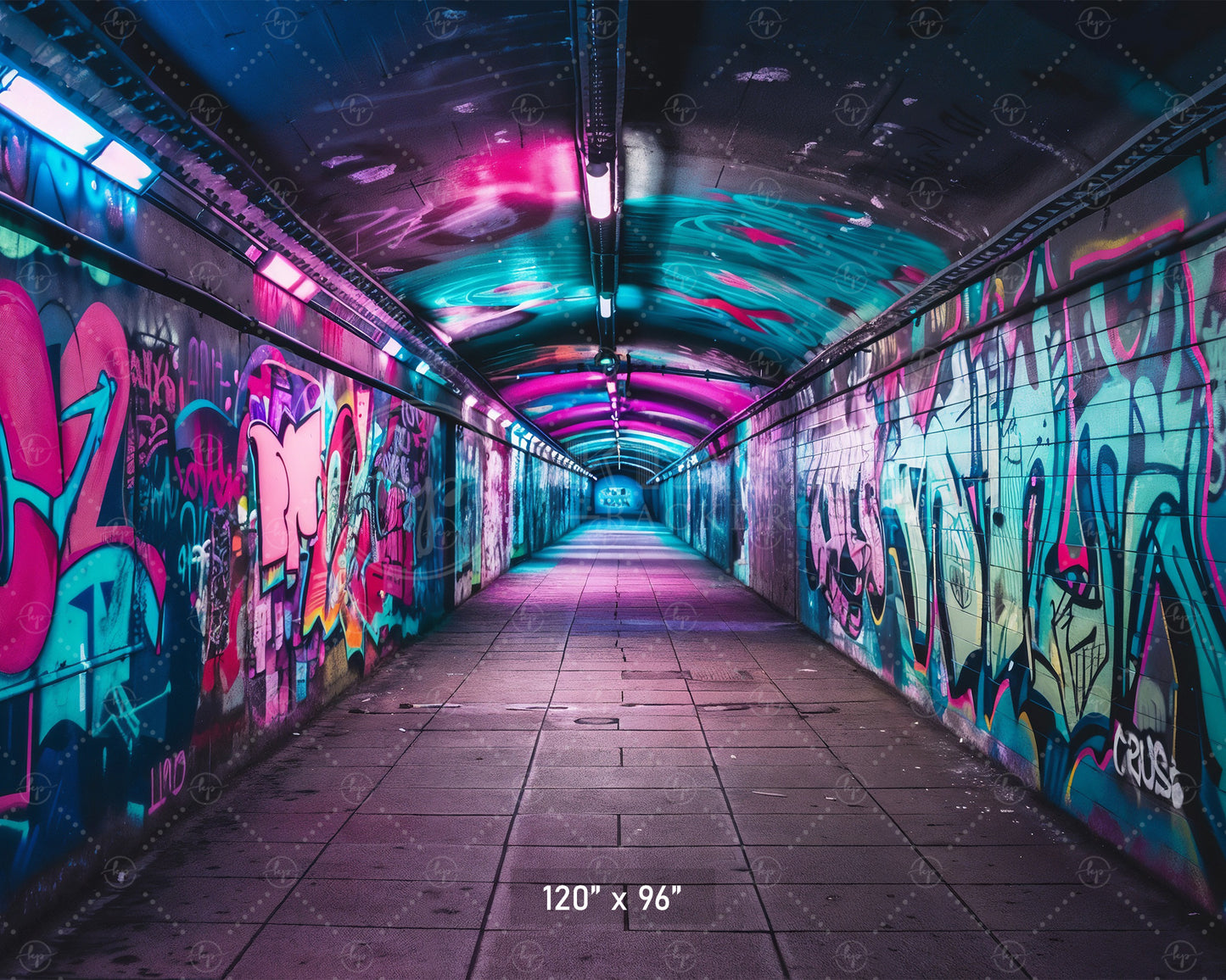 Neon Graffiti Tunnel Backdrop