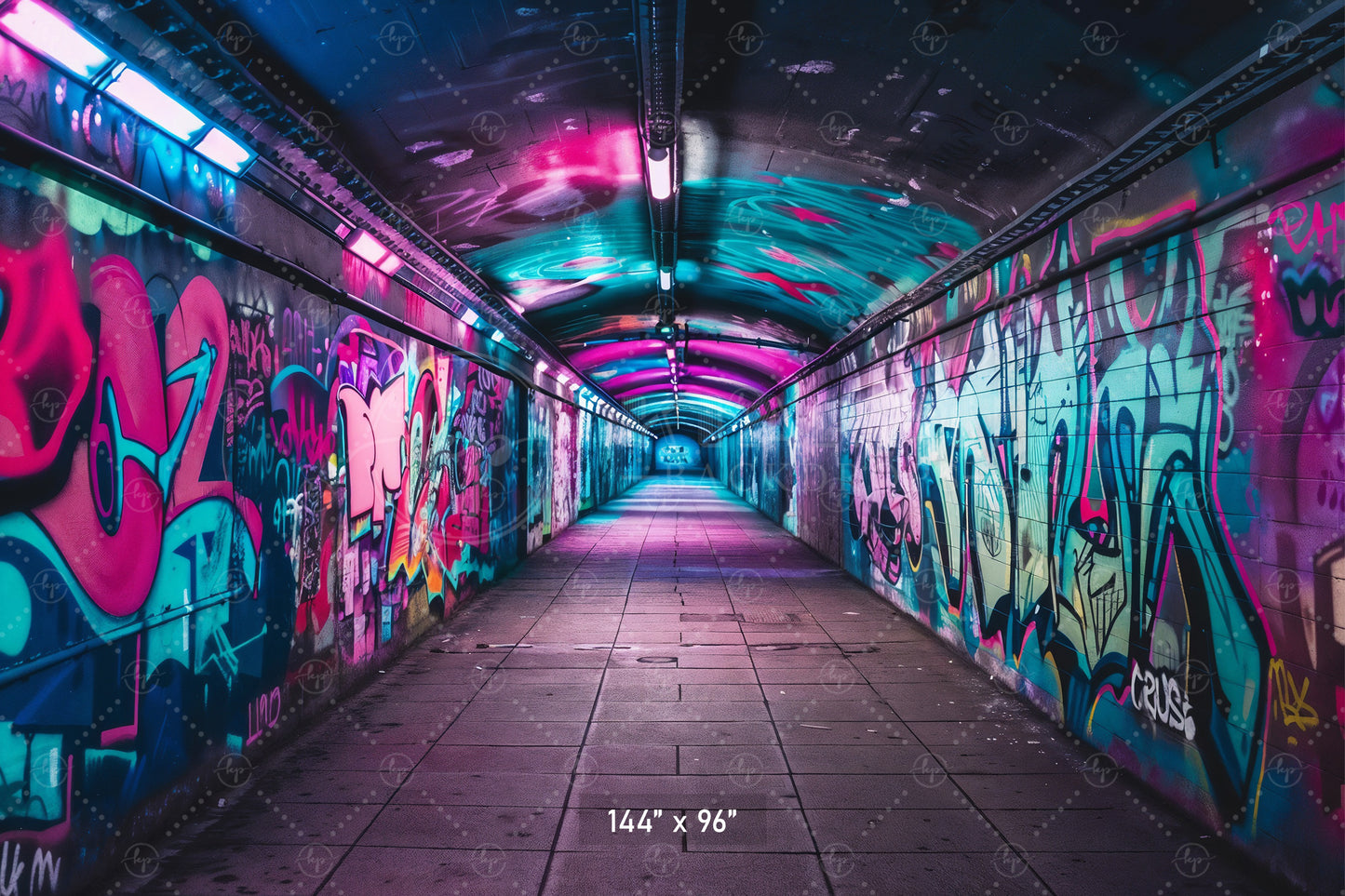 Neon Graffiti Tunnel Backdrop