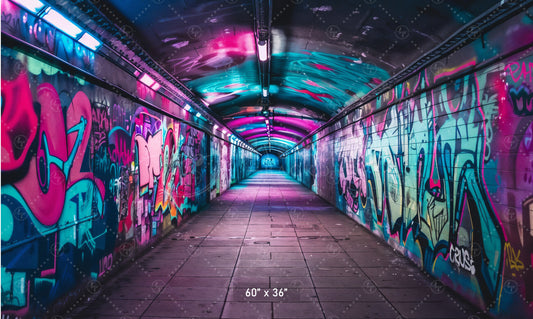 Neon Graffiti Tunnel Backdrop