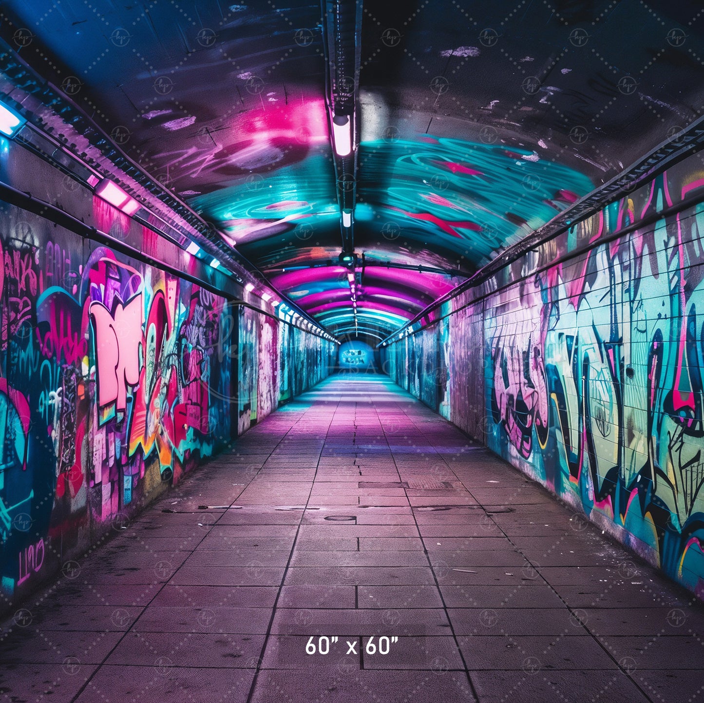 Neon Graffiti Tunnel Backdrop