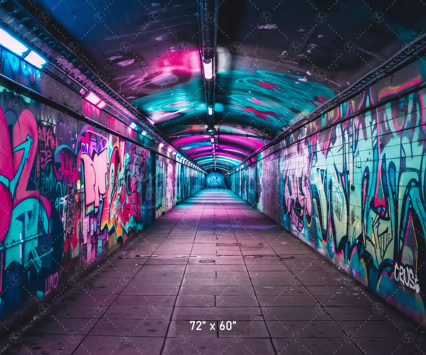 Neon Graffiti Tunnel Backdrop