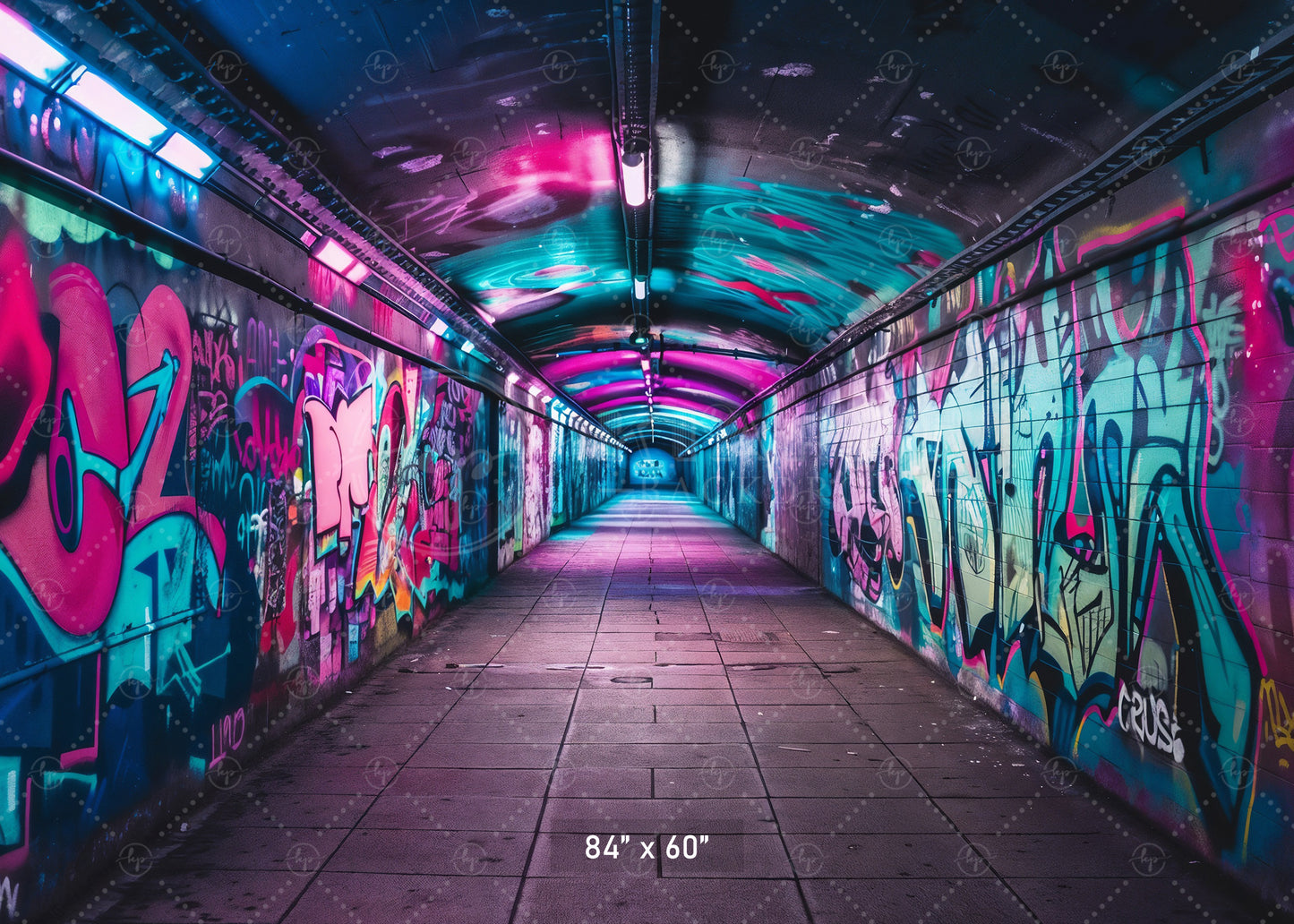 Neon Graffiti Tunnel Backdrop