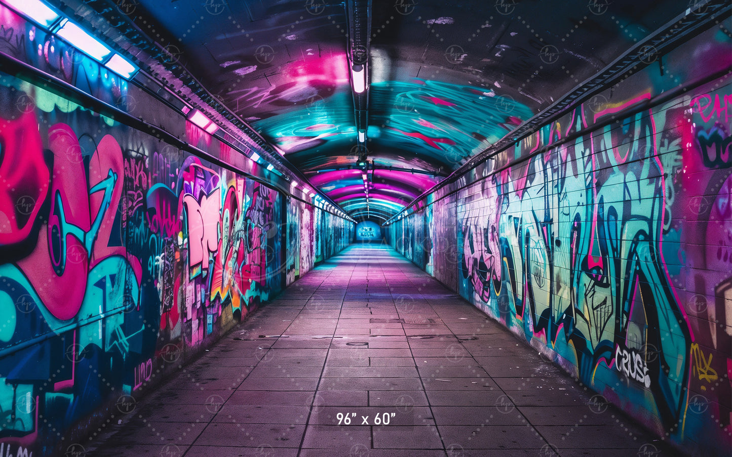 Neon Graffiti Tunnel Backdrop