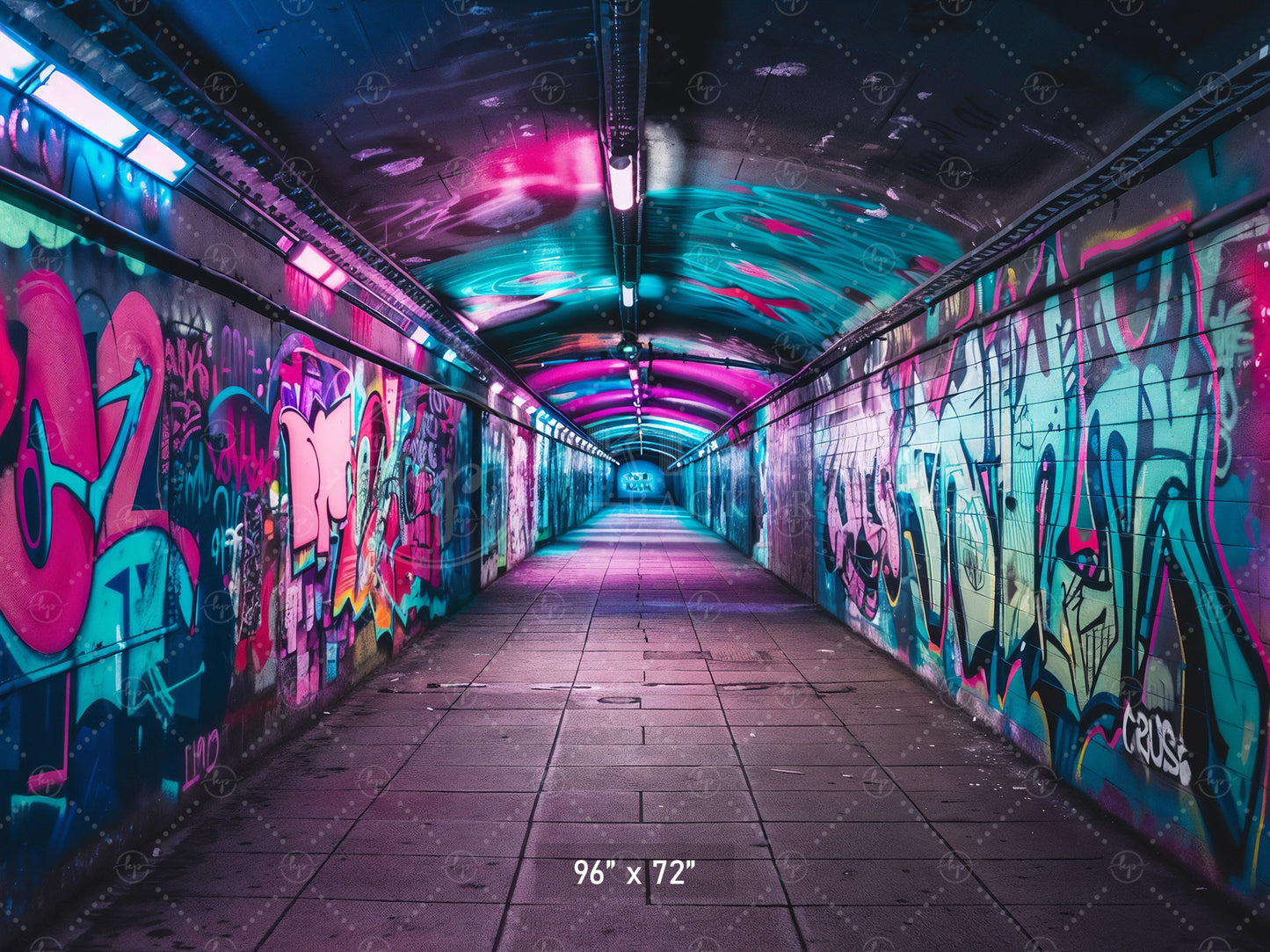 Neon Graffiti Tunnel Backdrop