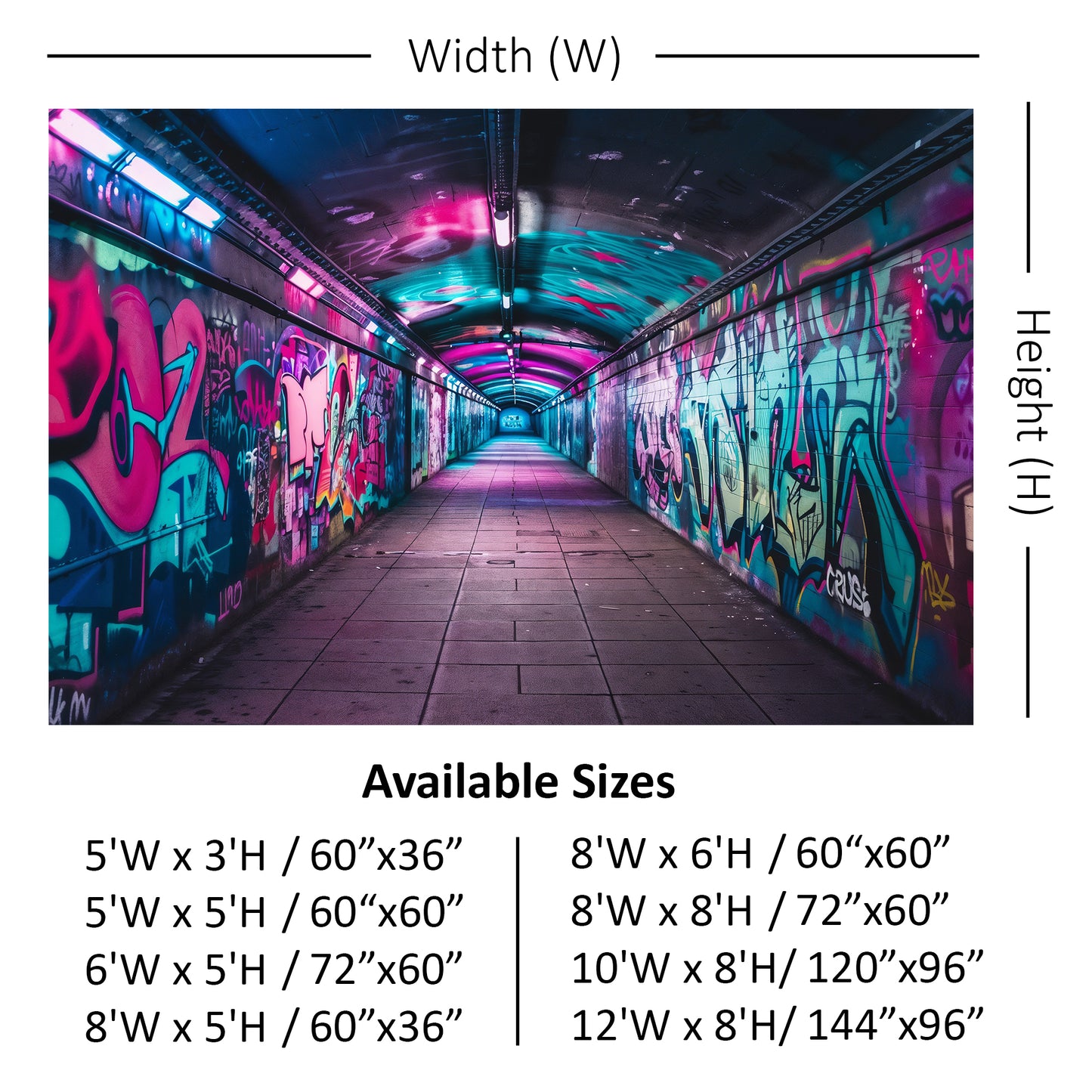 Neon Graffiti Tunnel Backdrop