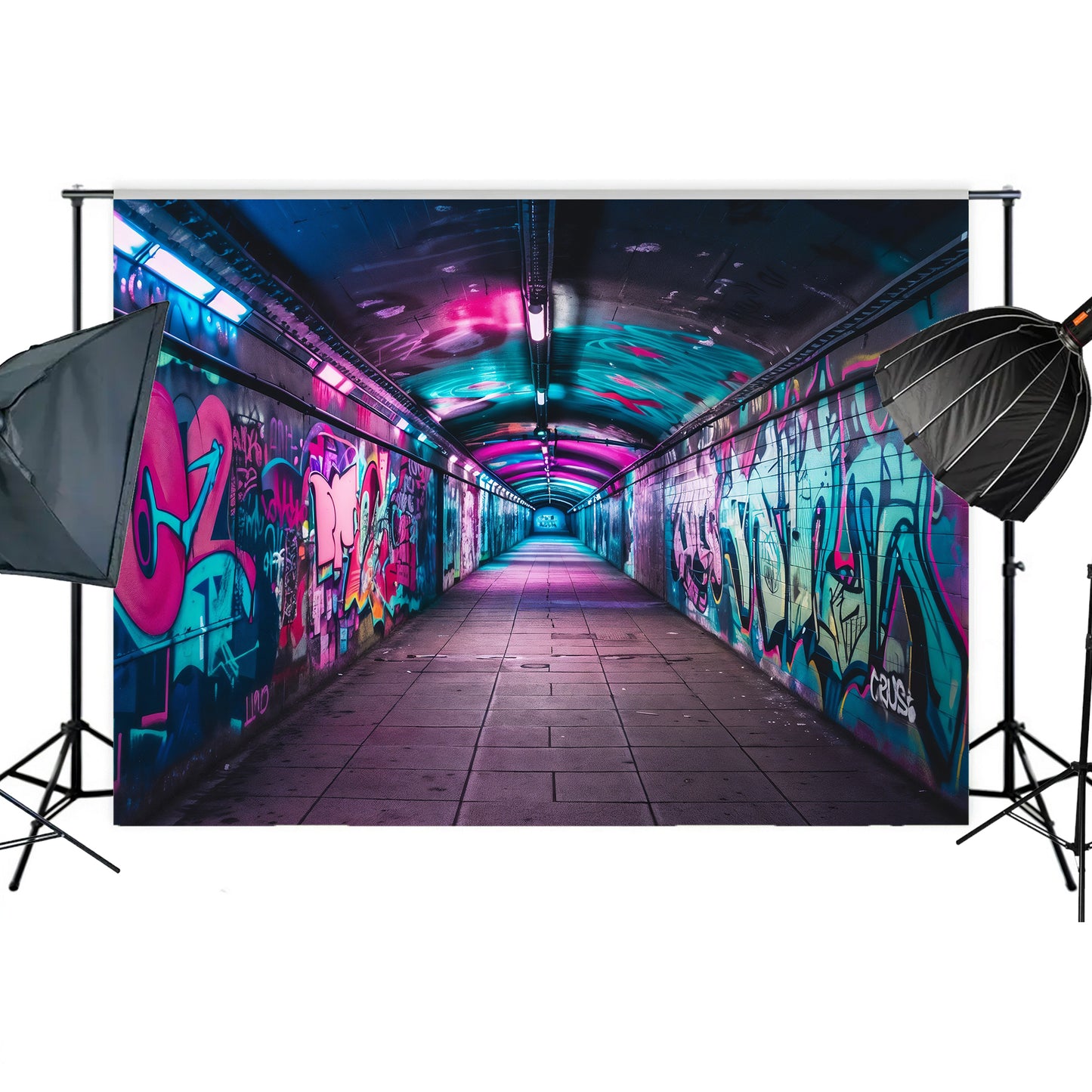 Neon Graffiti Tunnel Backdrop