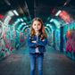 Urban Neon Graffiti Tunnel Backdrop