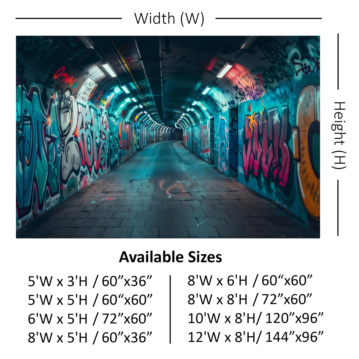 Urban Neon Graffiti Tunnel Backdrop