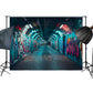 Urban Neon Graffiti Tunnel Backdrop