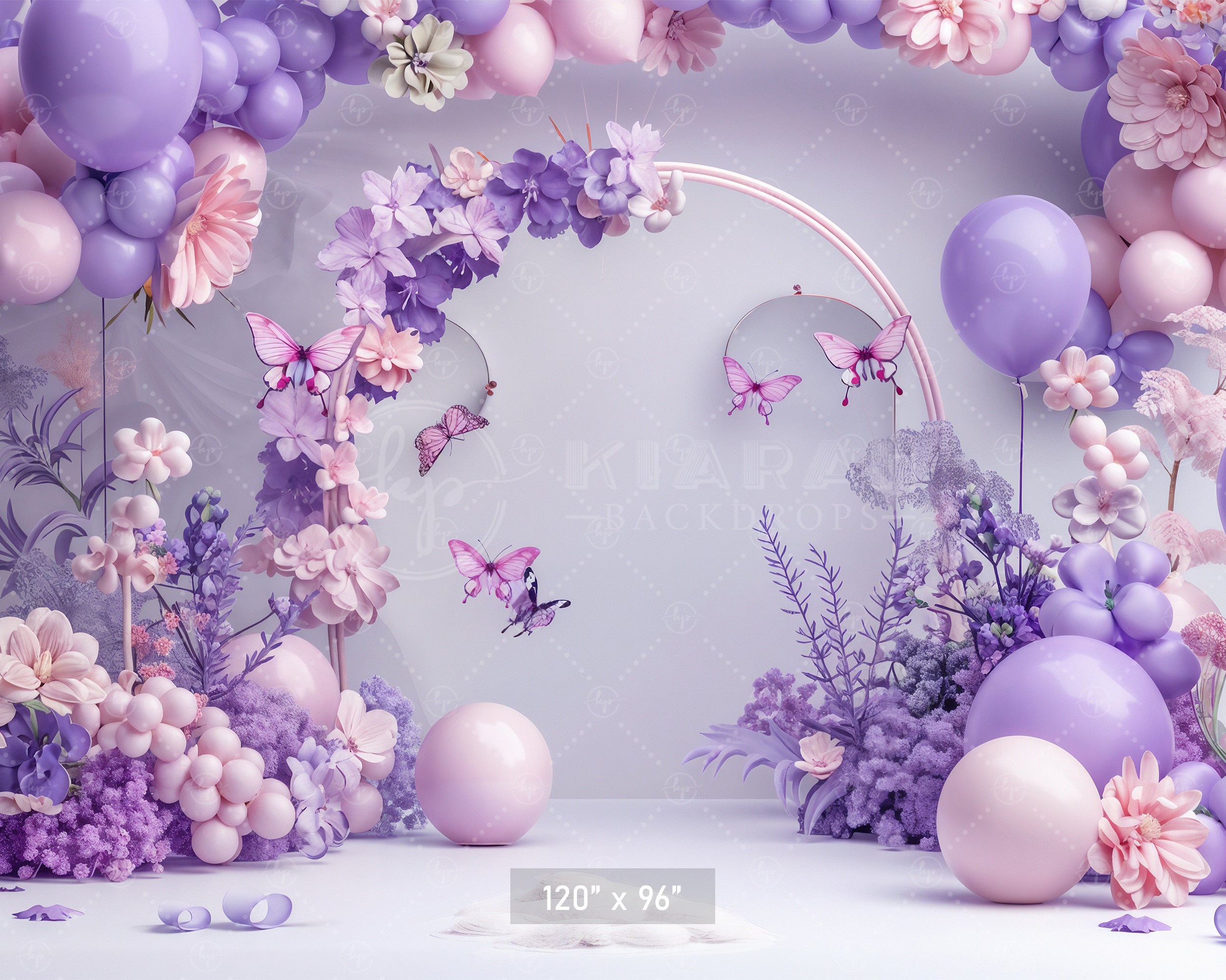 Lilac Butterfly Garden Backdrop