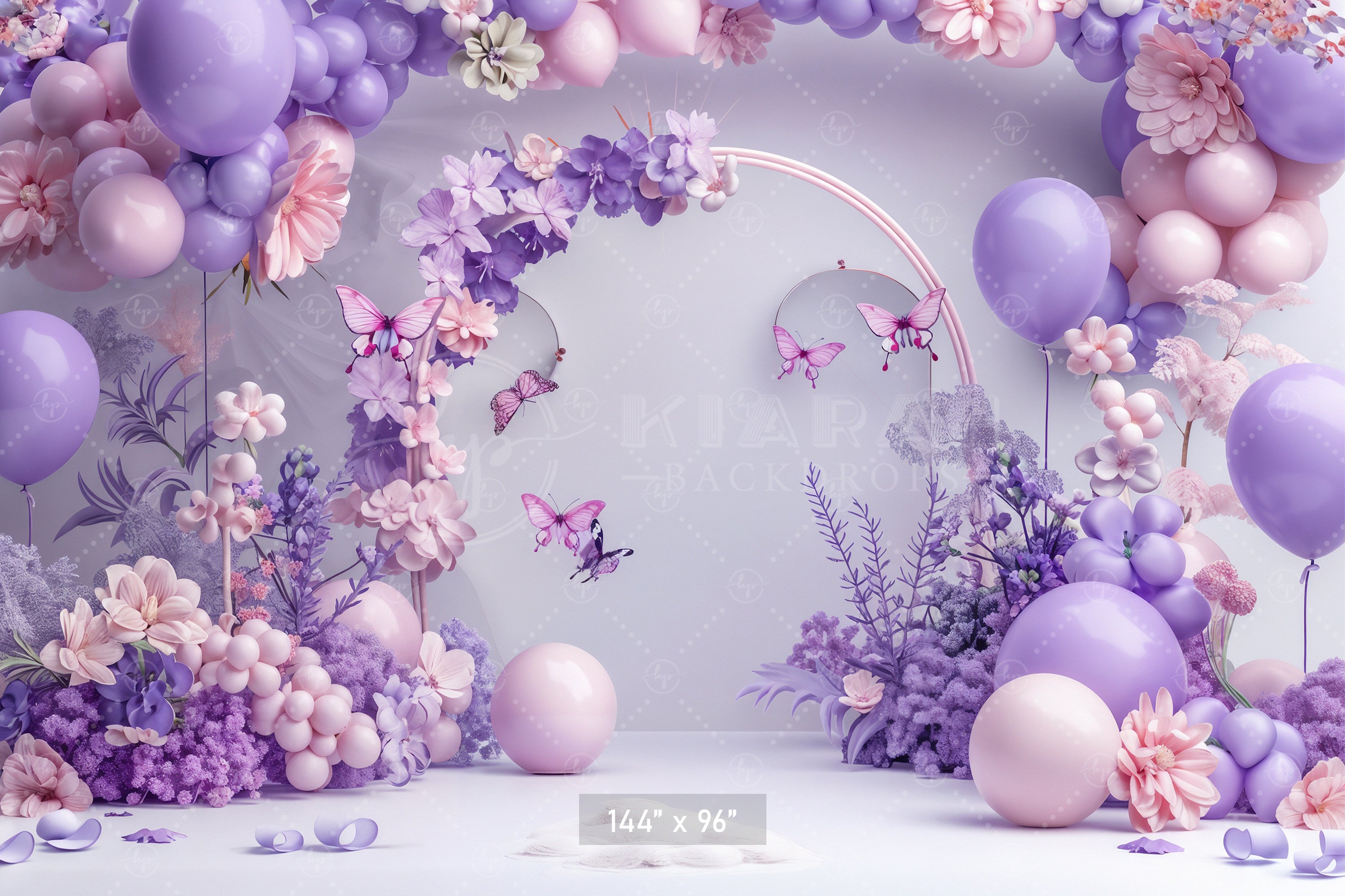 Lilac Butterfly Garden Backdrop