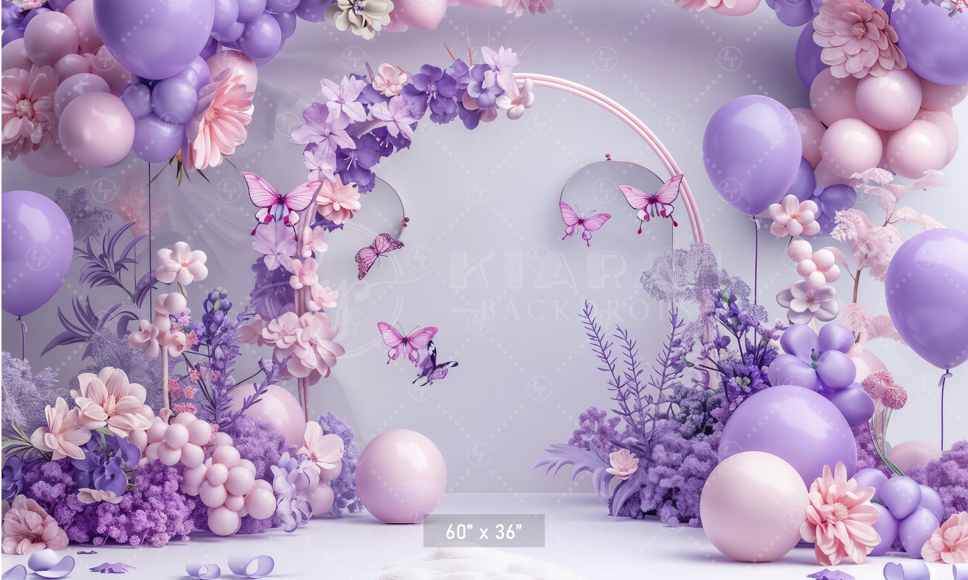 Lilac Butterfly Garden Backdrop
