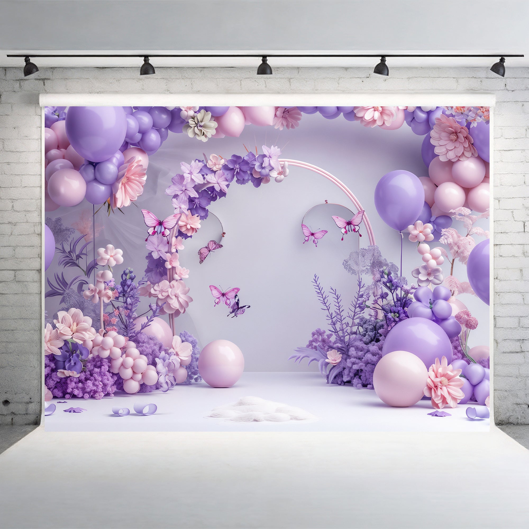 Lilac Butterfly Garden Backdrop