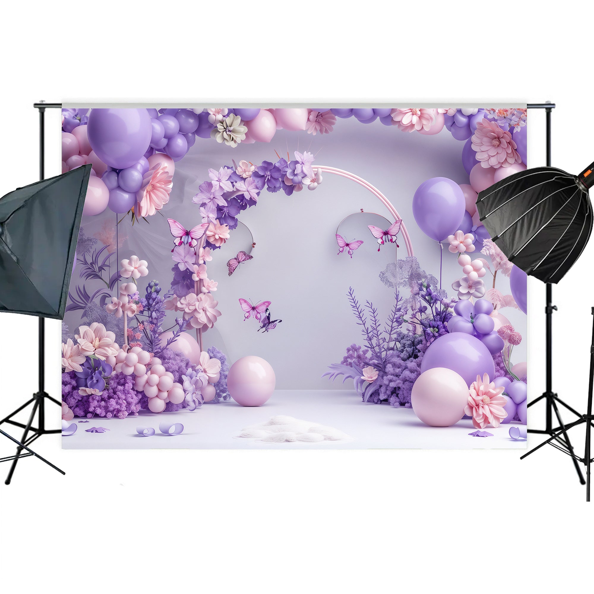 Lilac Butterfly Garden Backdrop