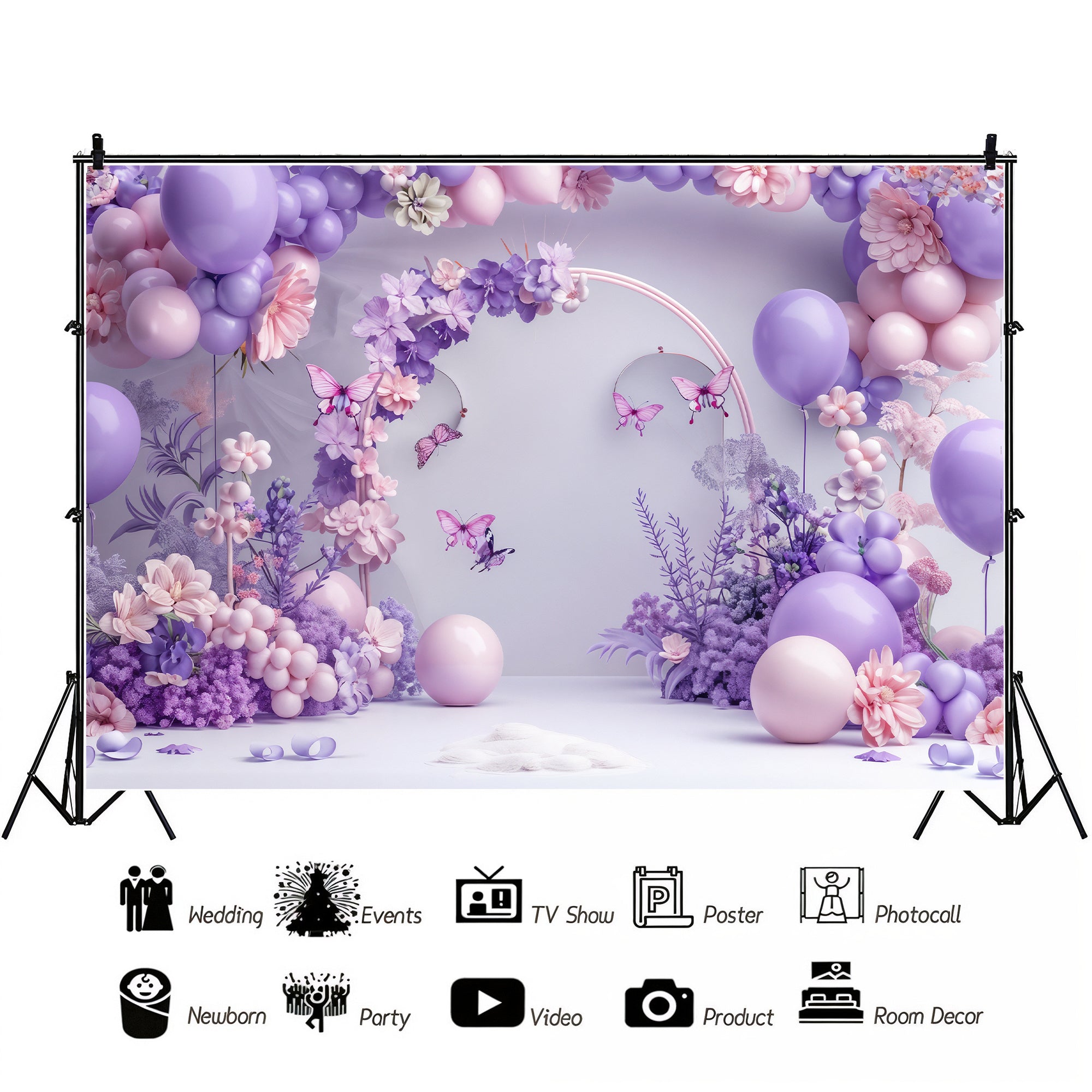Lilac Butterfly Garden Backdrop