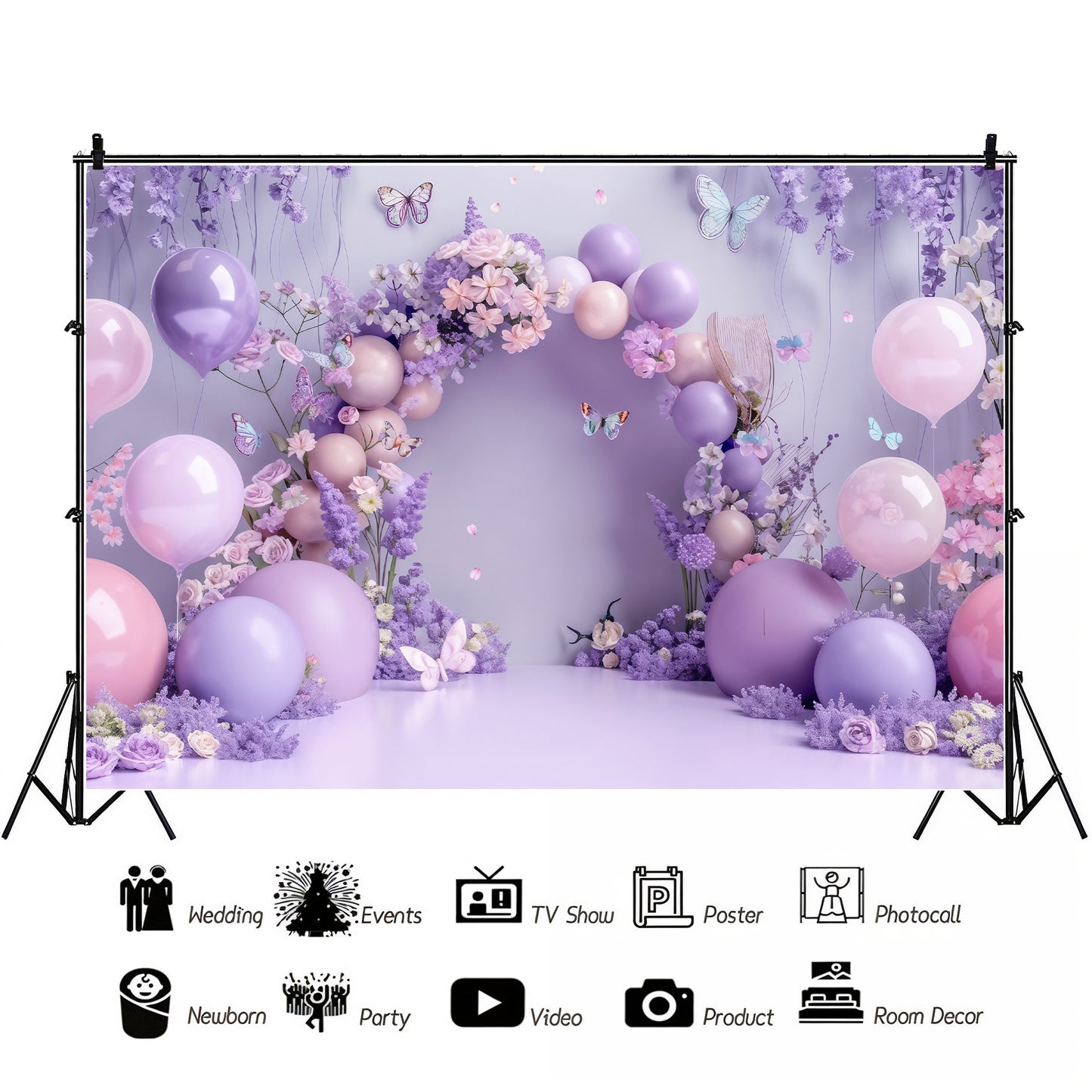 Pastel Butterfly Garden Backdrop