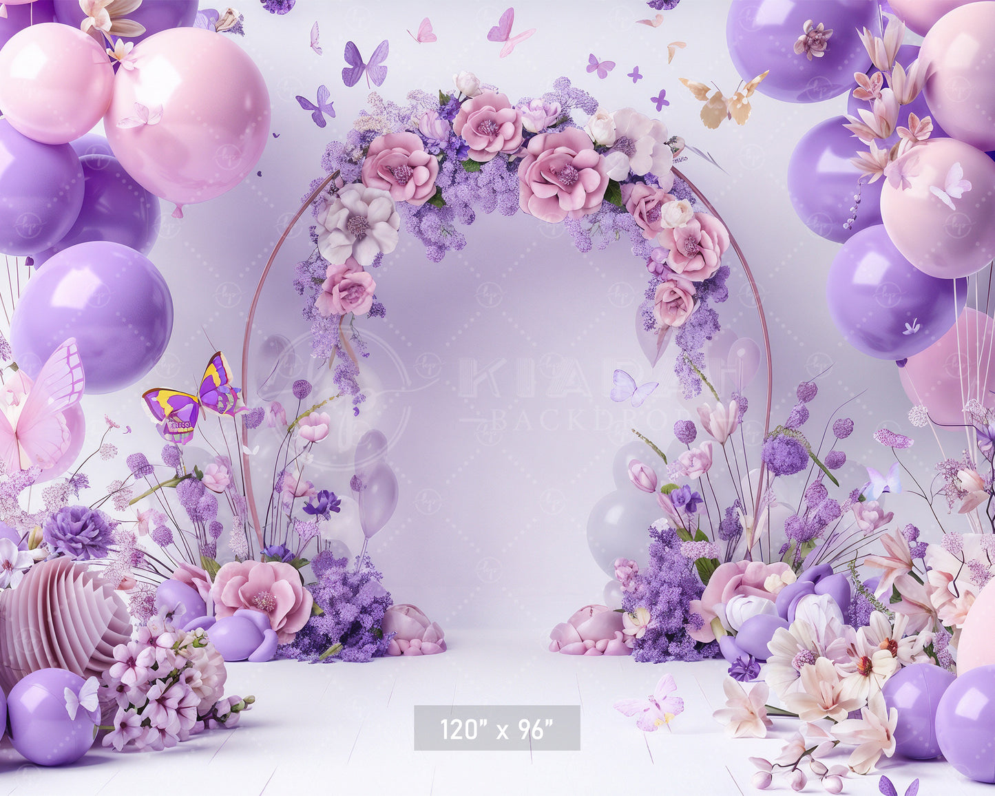 Floral Butterfly Haven Backdrop