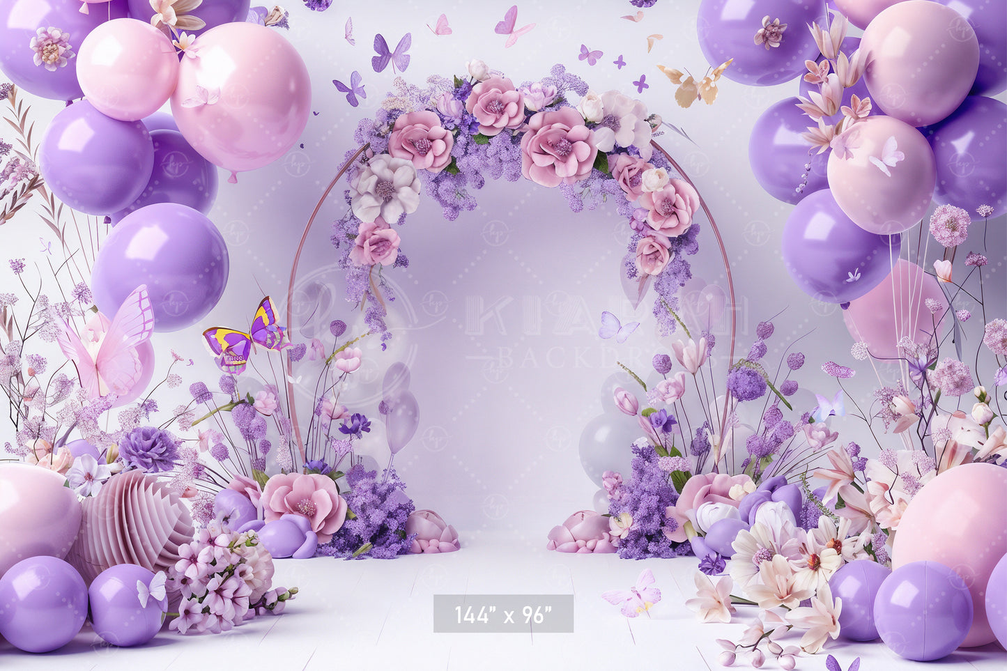 Floral Butterfly Haven Backdrop