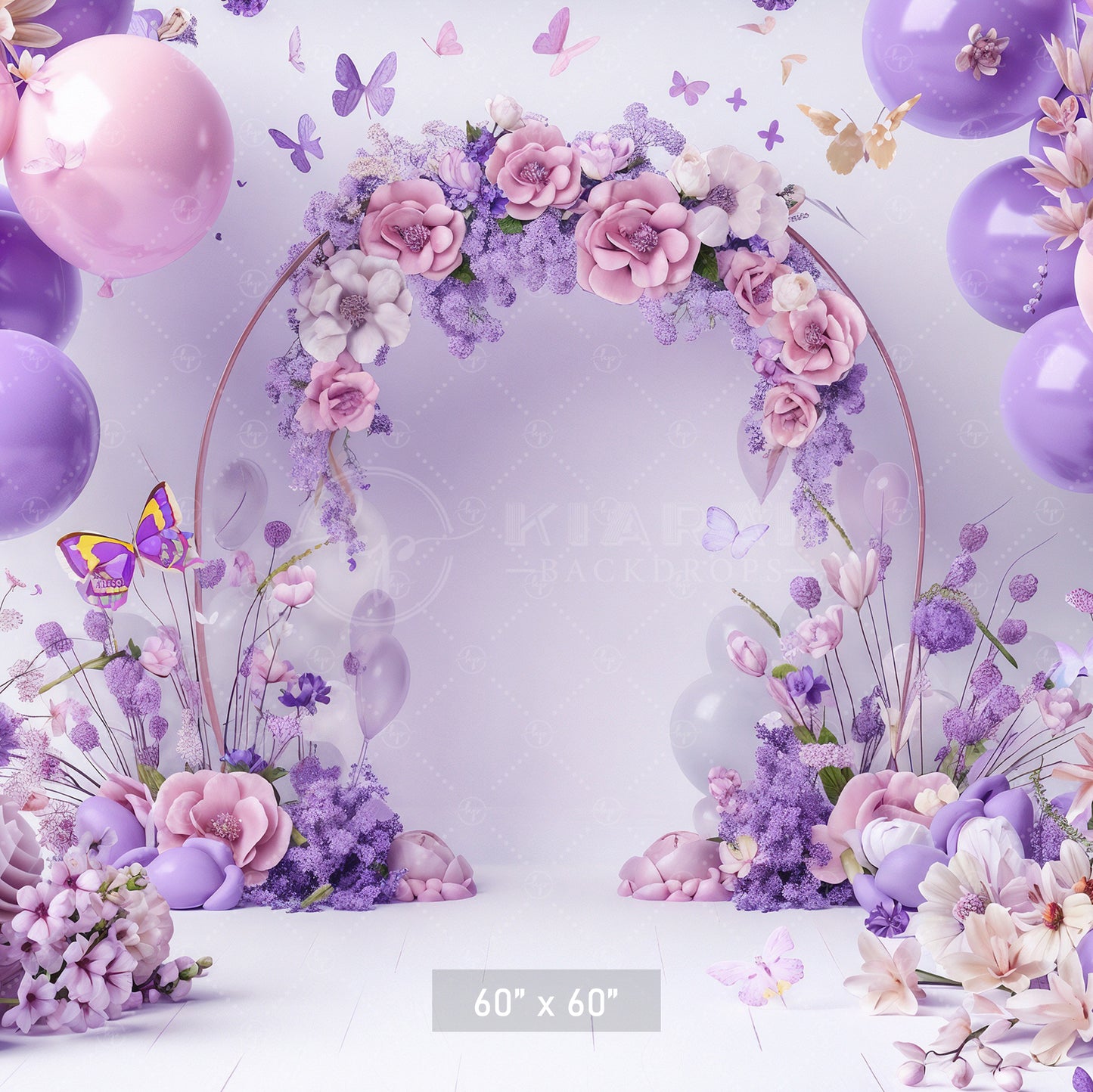 Floral Butterfly Haven Backdrop