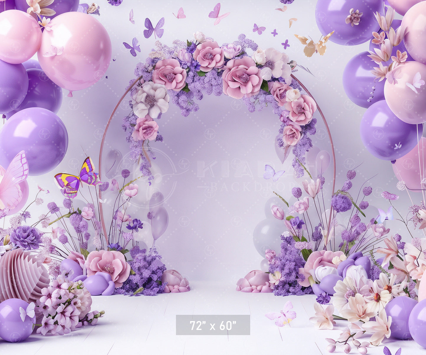 Floral Butterfly Haven Backdrop