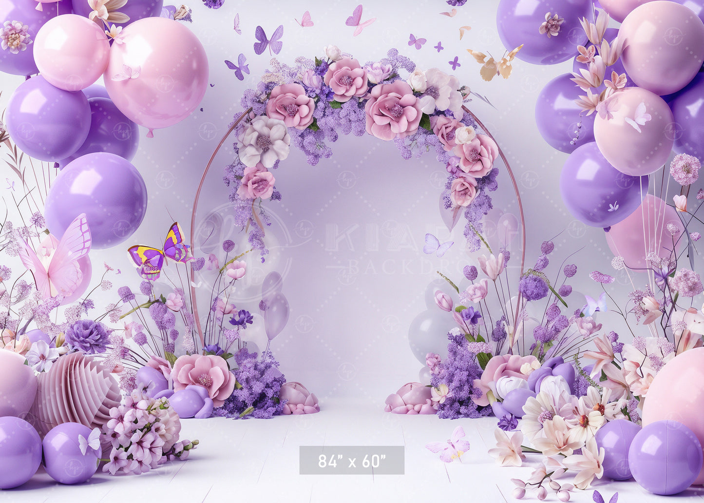 Floral Butterfly Haven Backdrop