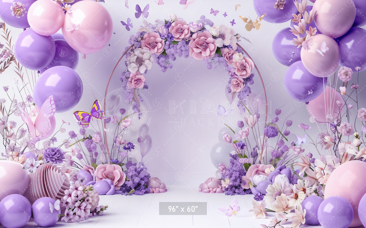 Floral Butterfly Haven Backdrop