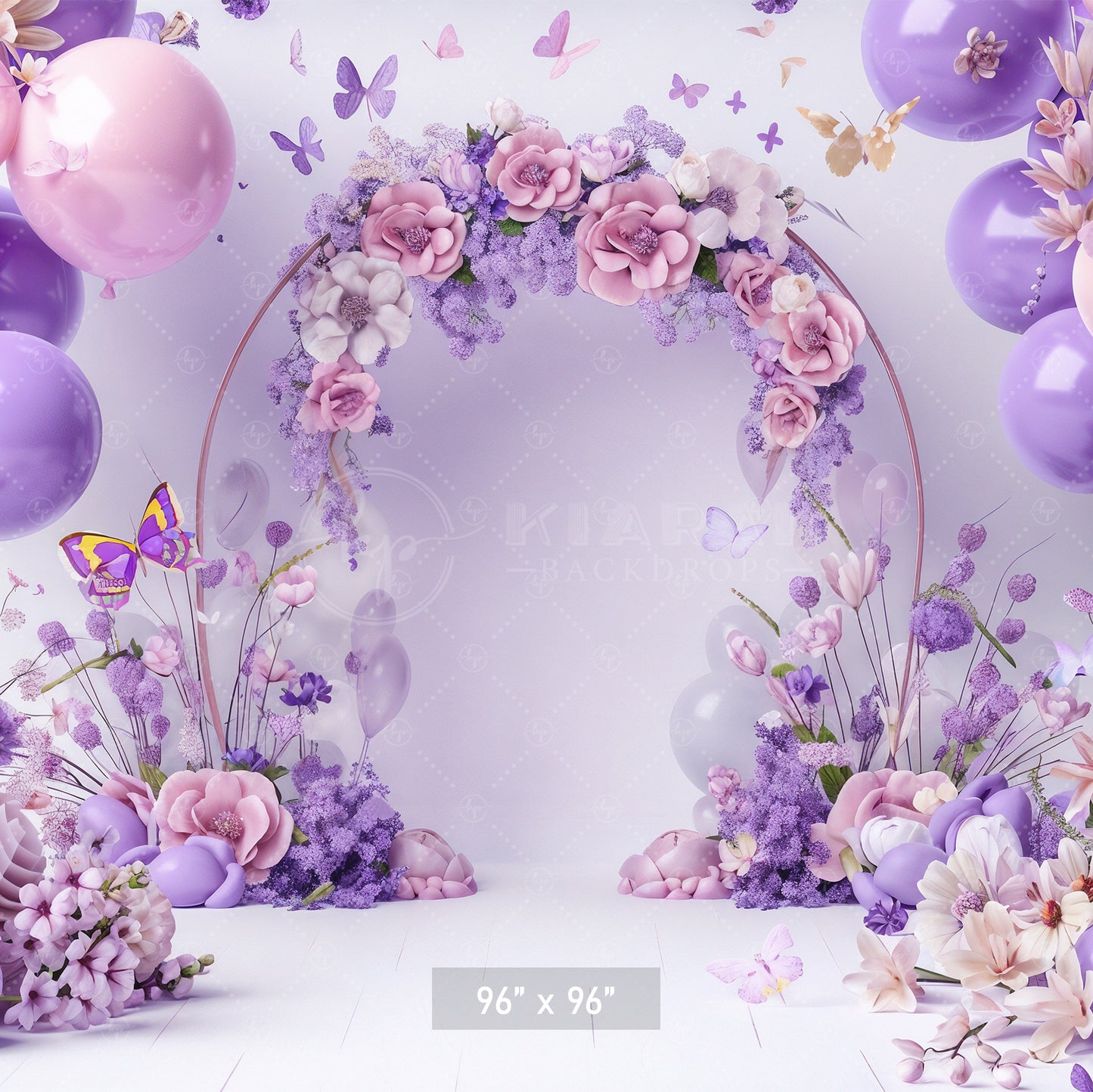 Floral Butterfly Haven Backdrop