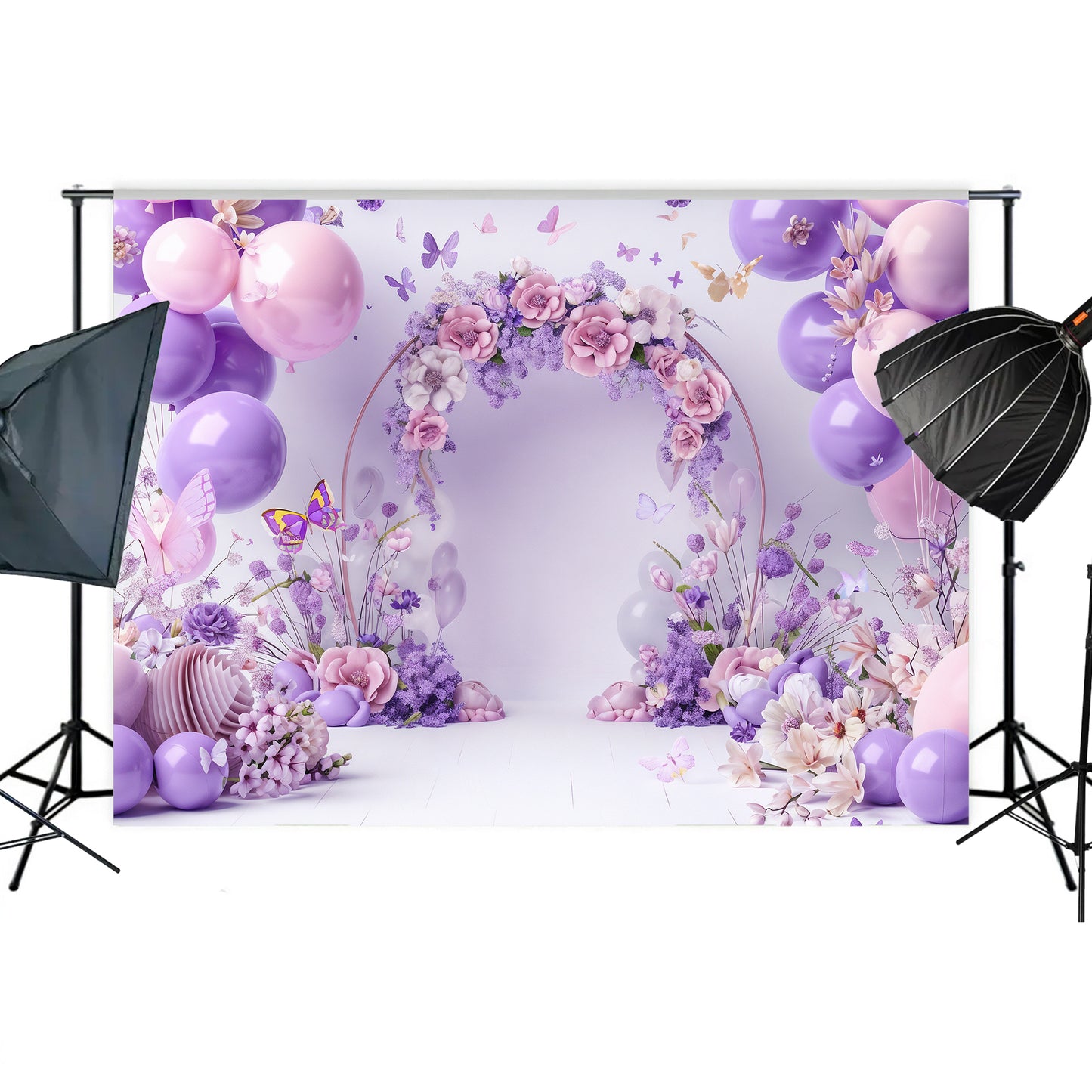 Floral Butterfly Haven Backdrop