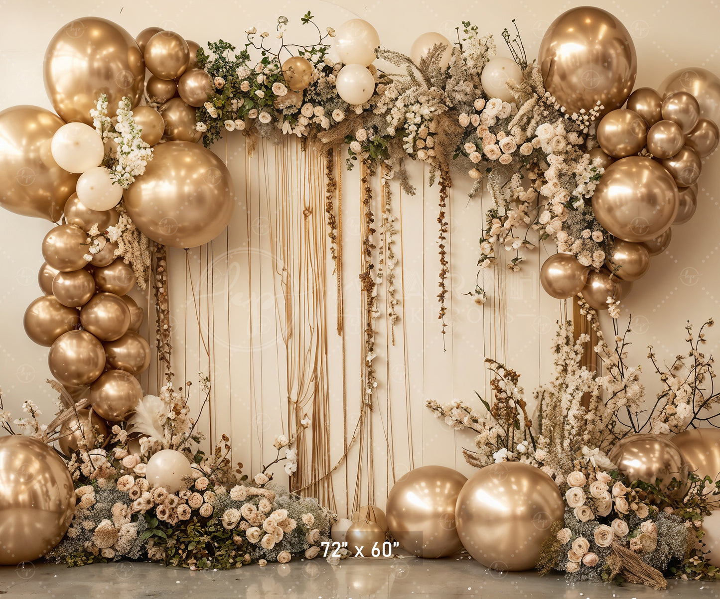 Golden Elegance Floral Arch Backdrop